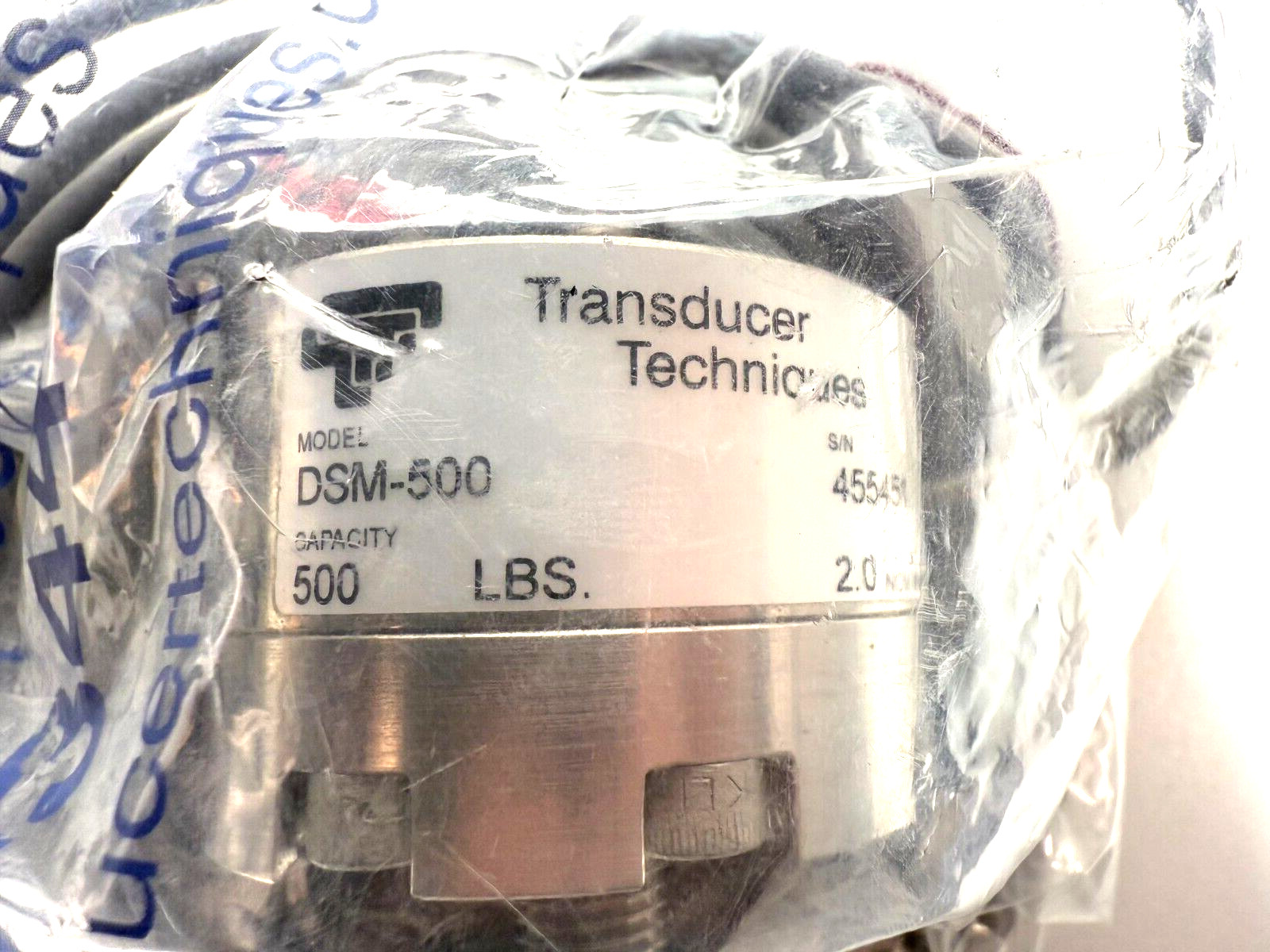 Transducer Techniques DSM-500 – Compression Load Cell Sensor, 0-500 lb