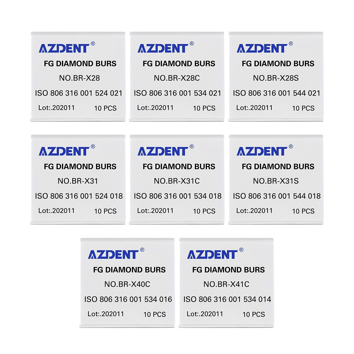 10 Boxes Mango de alta velocidad de diamante ultragrueso dental FG1.6mm 450,000