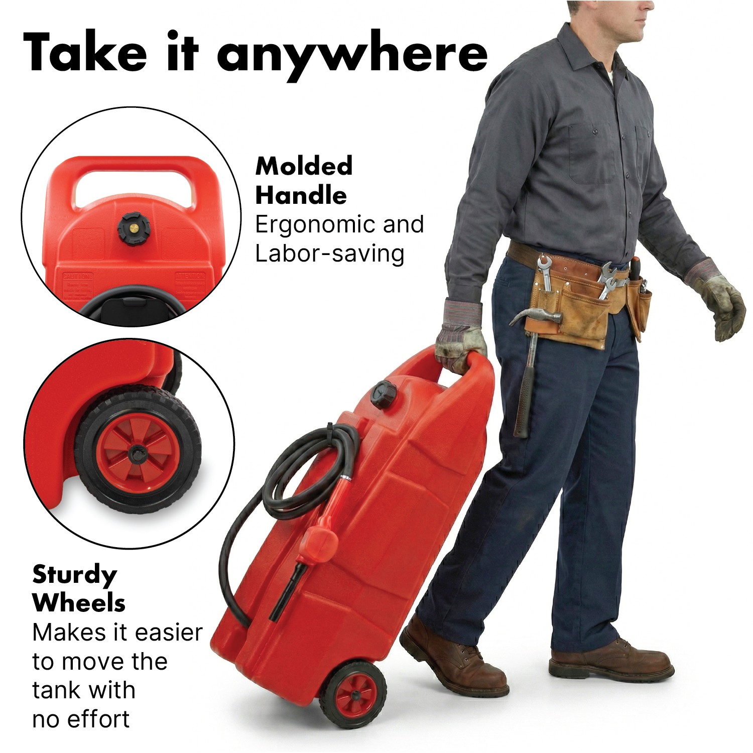 LAUCO Mobile Fuel Caddy 75L with Transfer Hose & Nozzle Gun