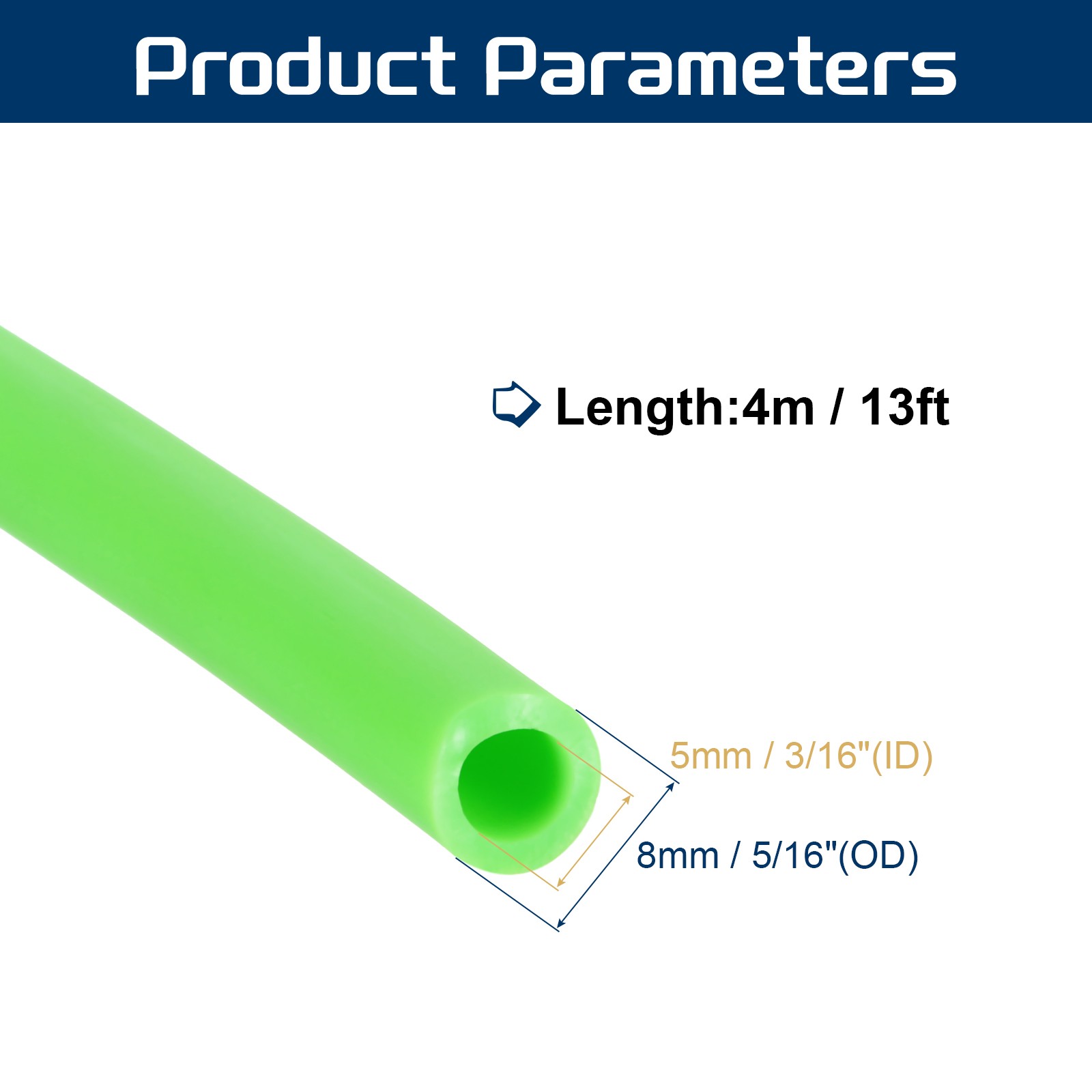 13 Ft(4M) Latex Rubber Tubing, 3/16″(5mm)ID 5/16″(8mm)OD, Green