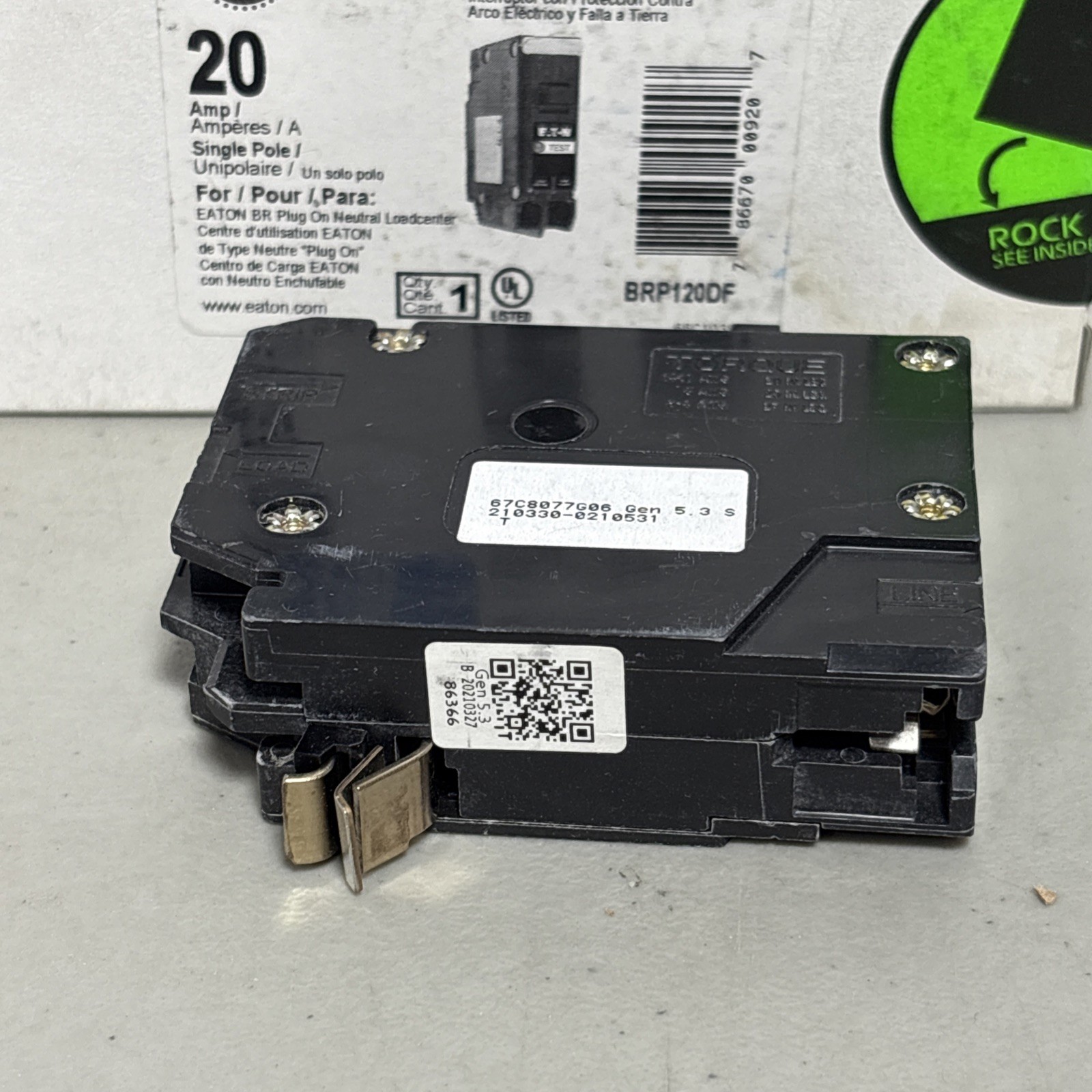 EATON BRP120DF 20 Amp Single Pole Dual Purpose AFCI/CFCI Breaker – New in Box