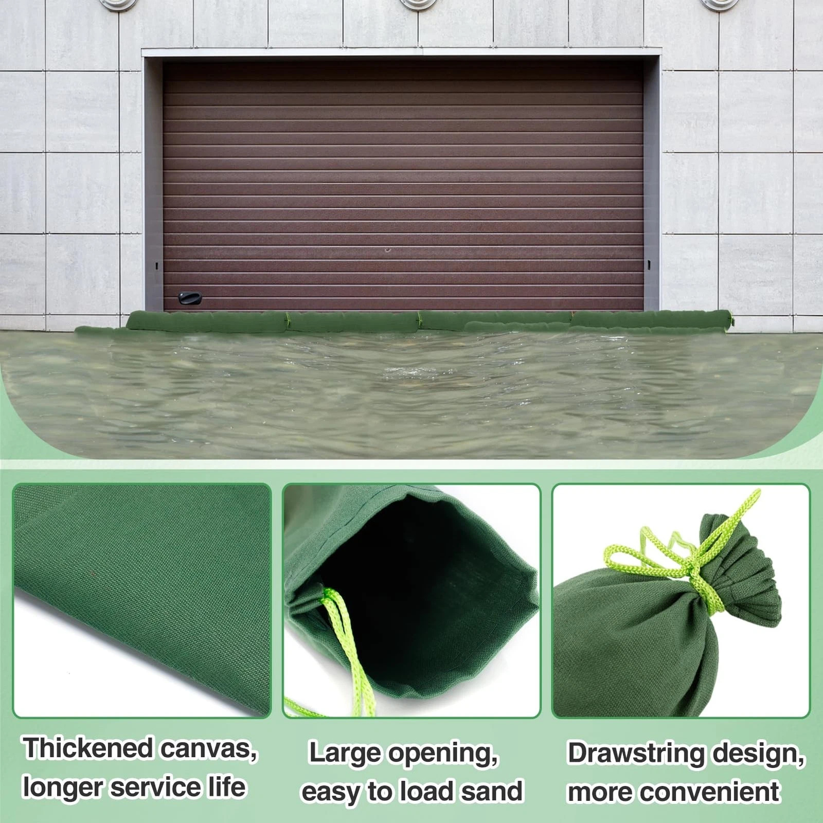 4 Pcs 3_× 6_ Long Sand Bags for Flooding – Thickened Canvas Flood 3ft-4Pcs