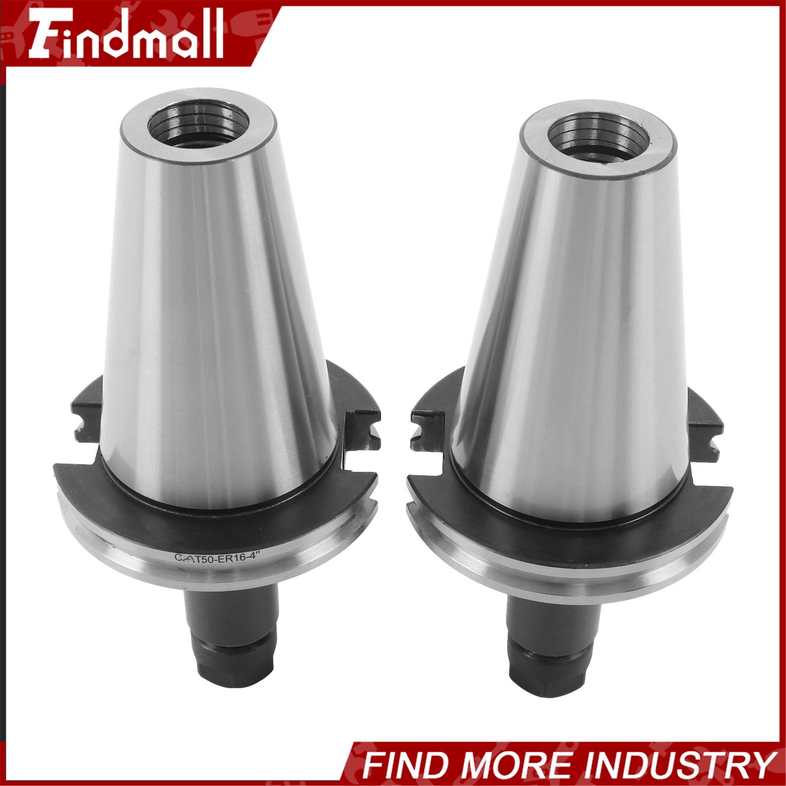 Findmall 2 Pcs CAT50 ER16 Collet Chuck Set 4″ Projection for CNC Mills