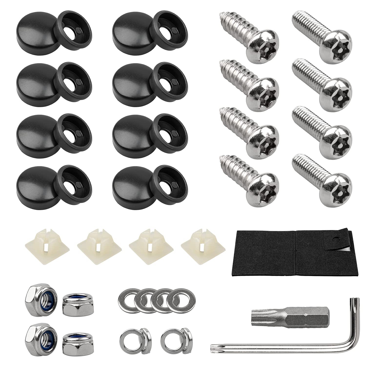 License Plate Screws Kits, Stainless Steel Anti Theft Mounting M6, Silver