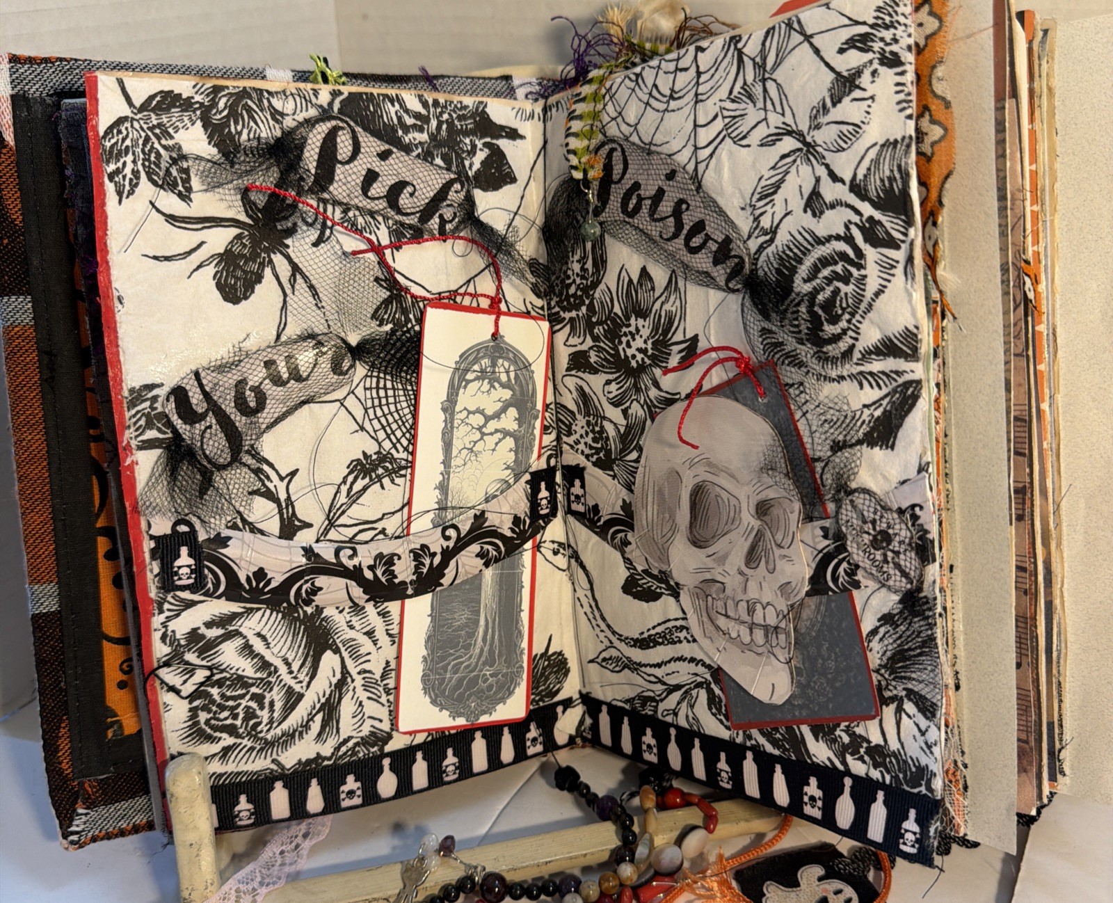 Junk Journal Halloween Spellbound Scary Tales Handmade Memory Note Book 74 Pages