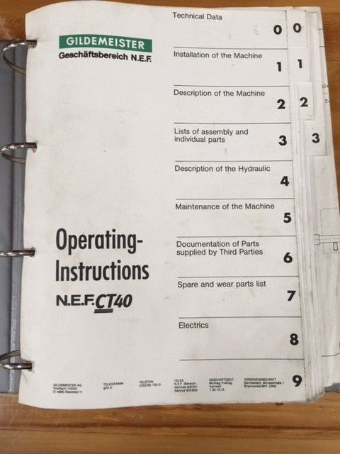 Gildemeister Geschaftsbereich N.E.F, Operating Instructions for N.E.F. CT40
