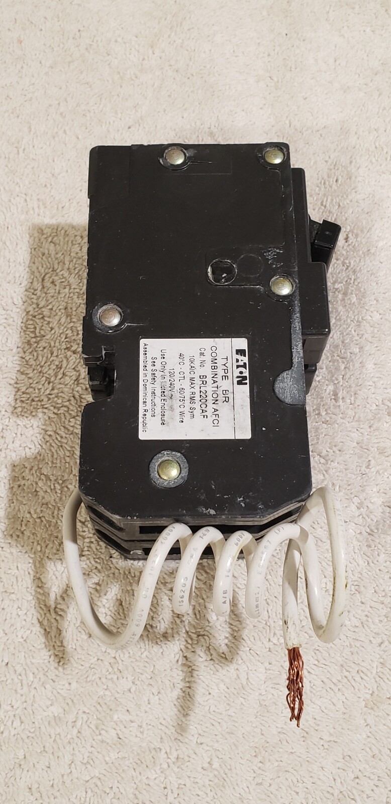 Eaton BRL220CAF 2P 20A Plug-In Arc Fault Circuit Breaker