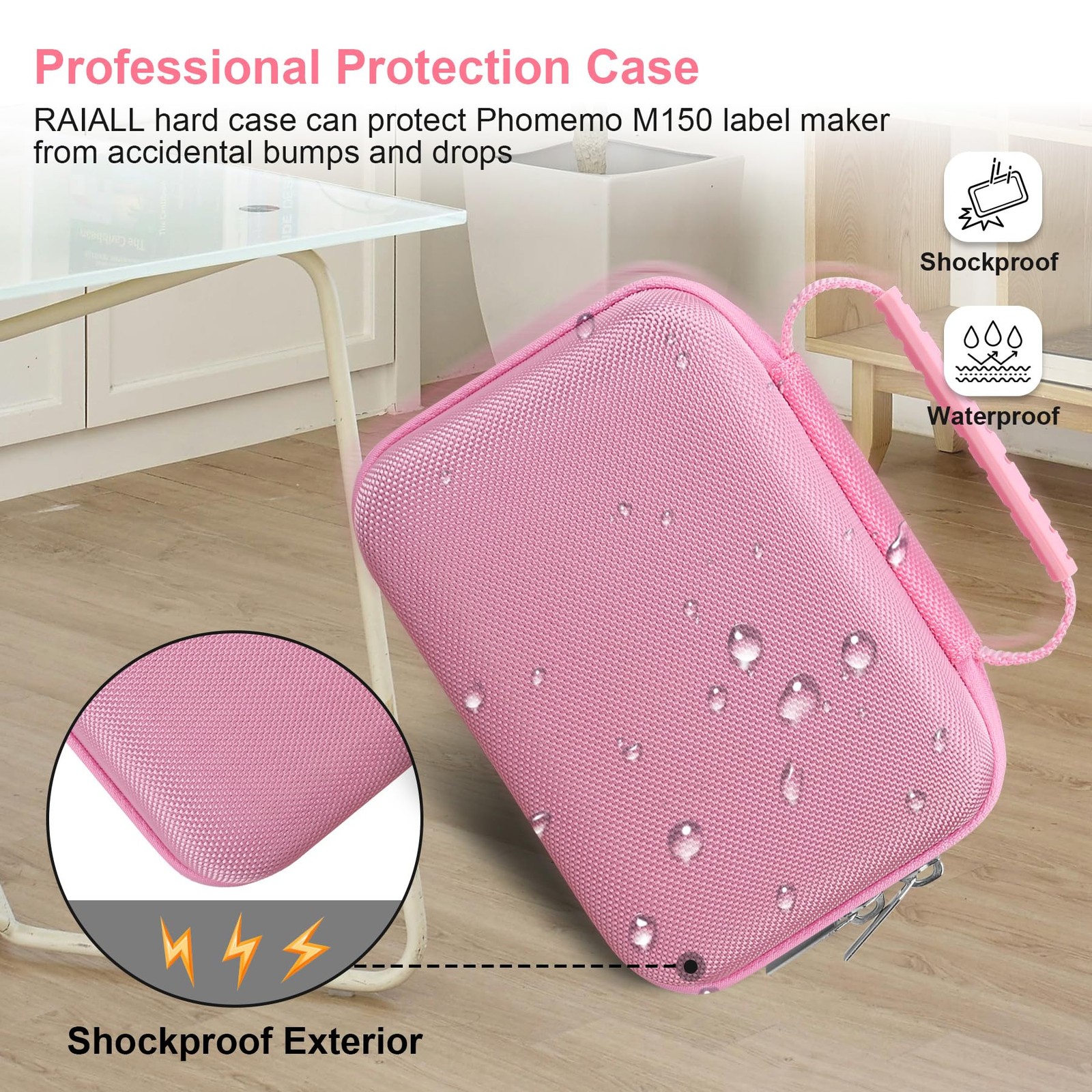 RAIALL Carrying Case for Phomemo M110/ M150 Label Maker Machine, Hard Pink
