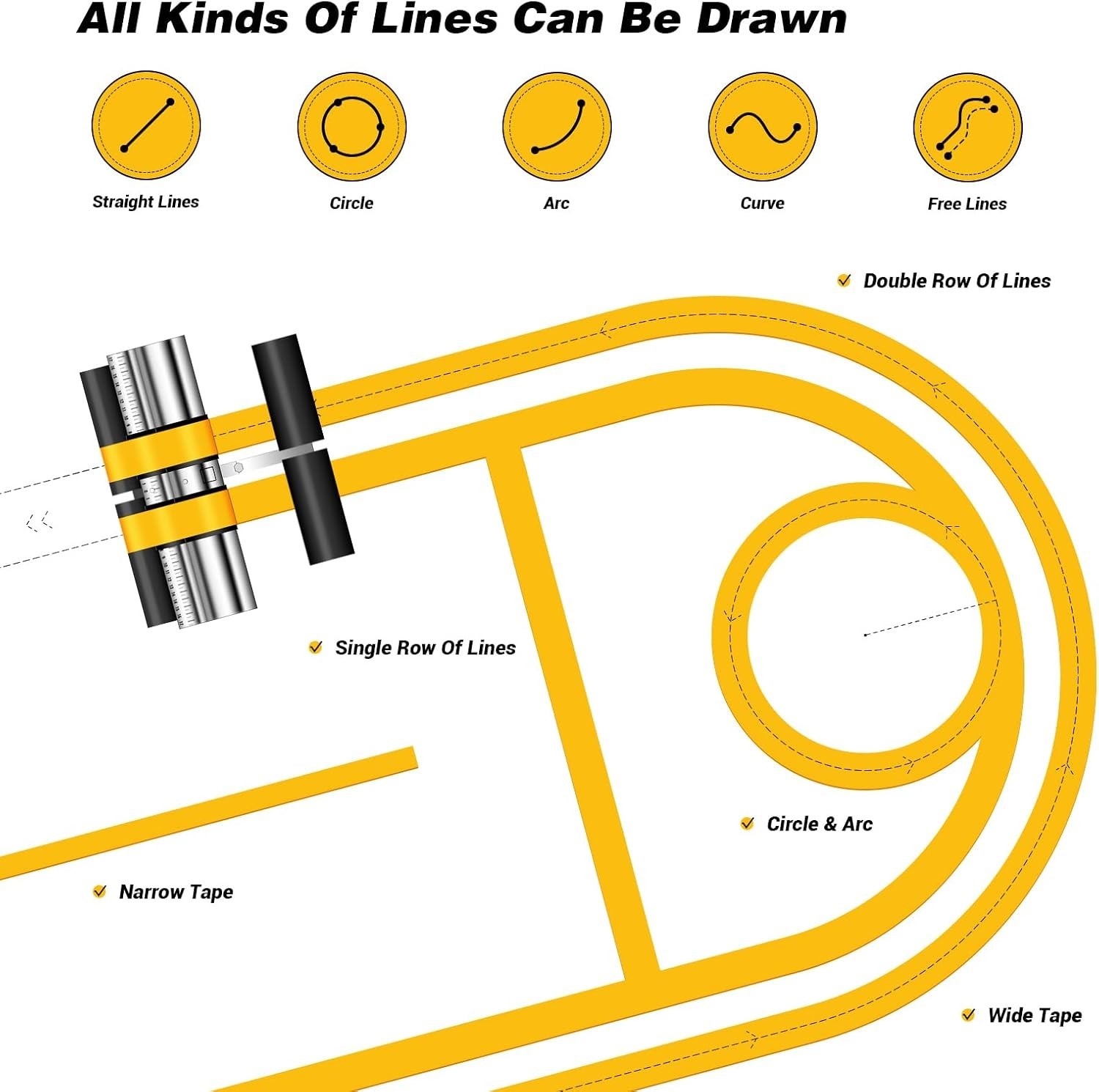 Line Striping Machine, with Drawing Circle Kit – Asphalt Or Concrete