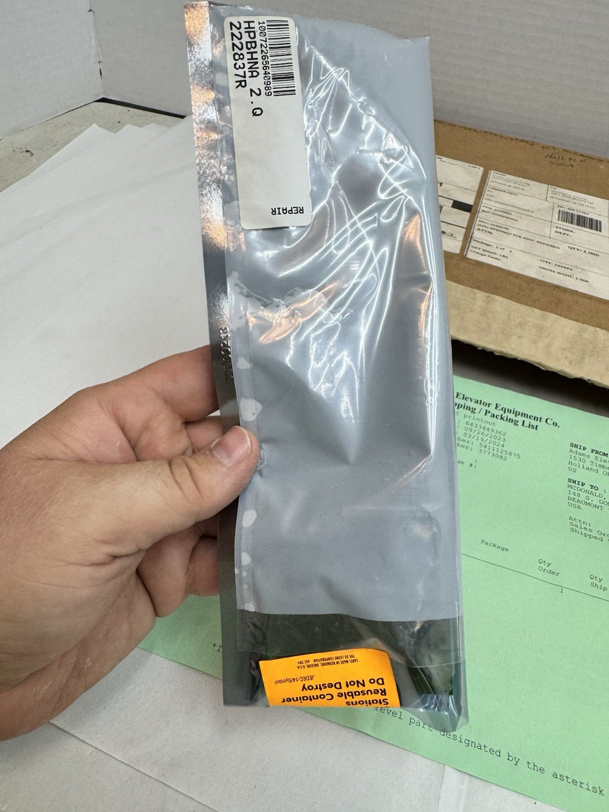Schindler Elevator Hall Button HPBHNA 2.Q 22837R pcb assembly as pictured