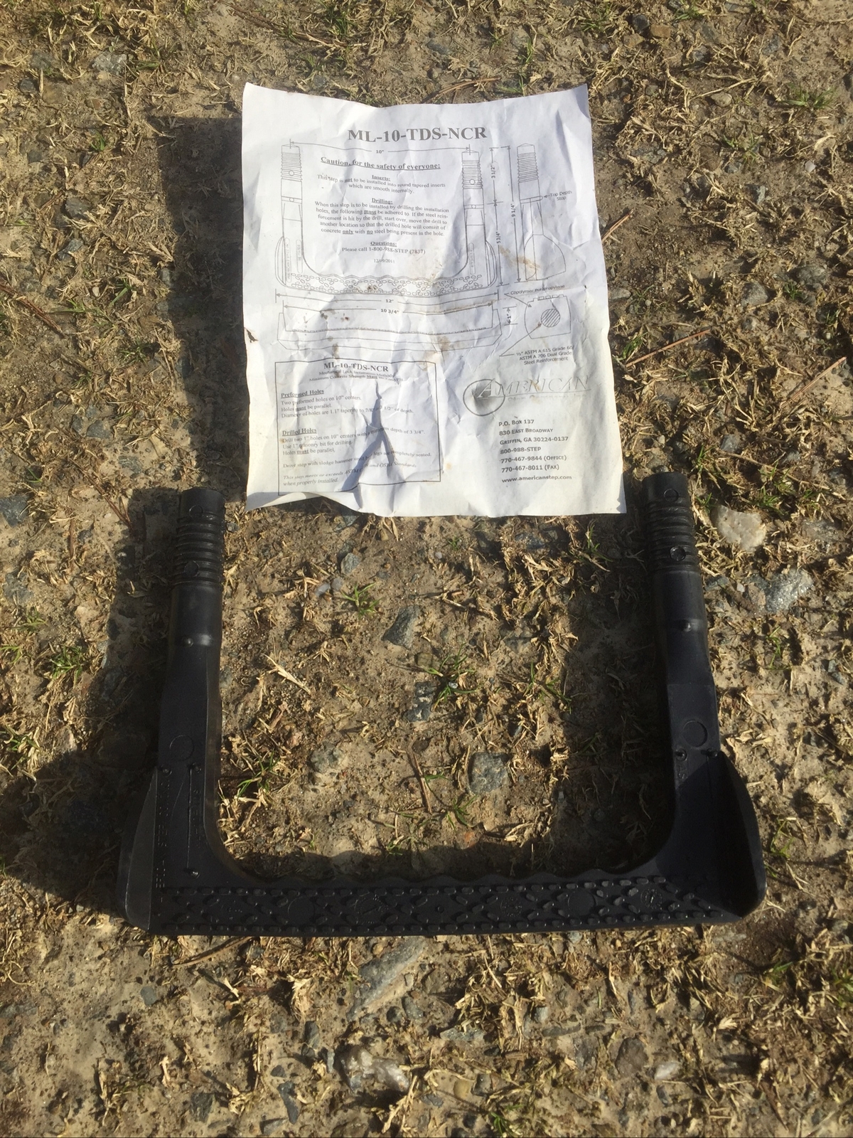 American Step Company Polypropylene Steel Reinforced Manhole Step ML-10-TDS-NCR