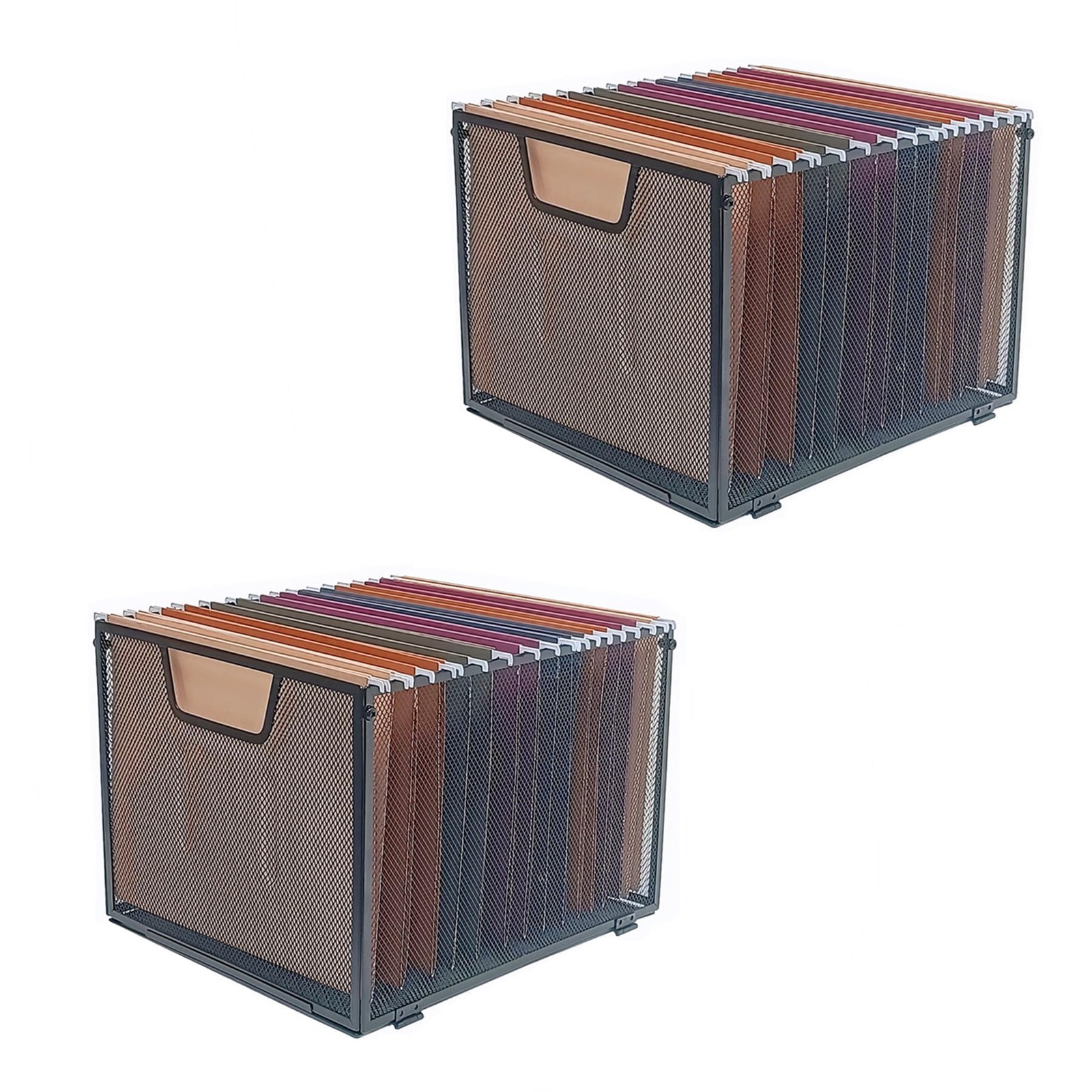 SREGGSIY 2 Pack Metal Hanging File Folder Organizer & Crate,Black Black