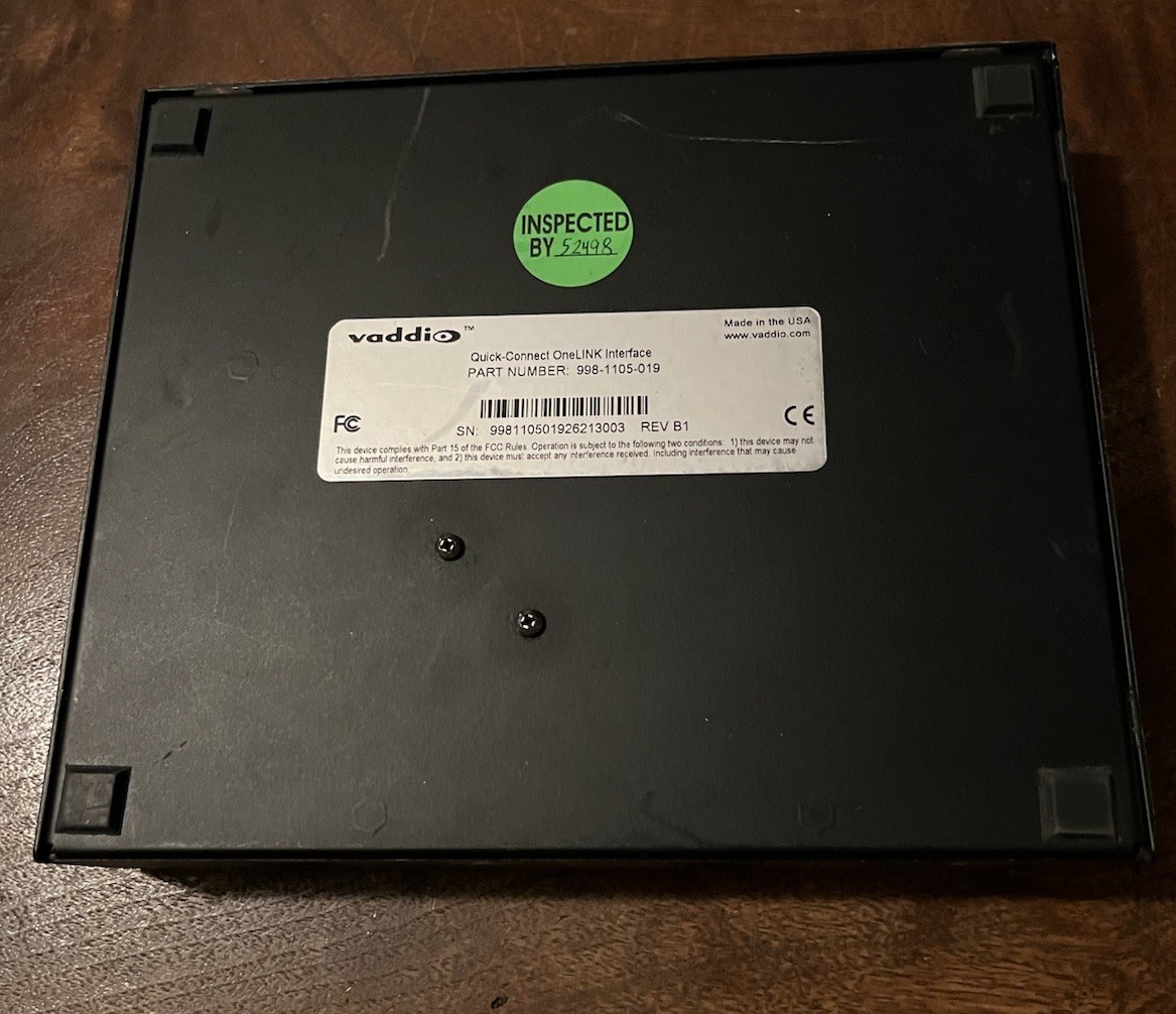 VADDIO QUICK-CONNECT ONELINK INTERFACE 998-1105-019 HDMI VIDEO OUT