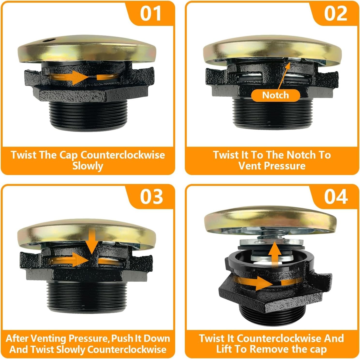 Transfer Tank Vented Cap with Threaded Neck, Vented Fuel Tank Cap with 2 In Base