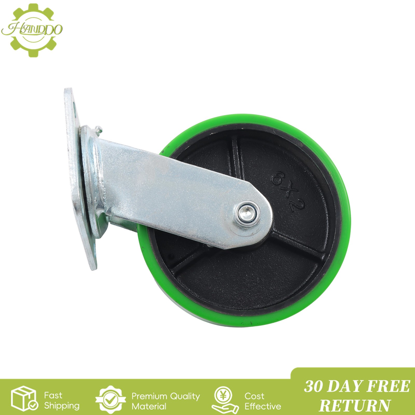 6″ Heavy Duty Industrial Casters,2 Swivel Top Lock Brake + 2 Tilt Green Casters