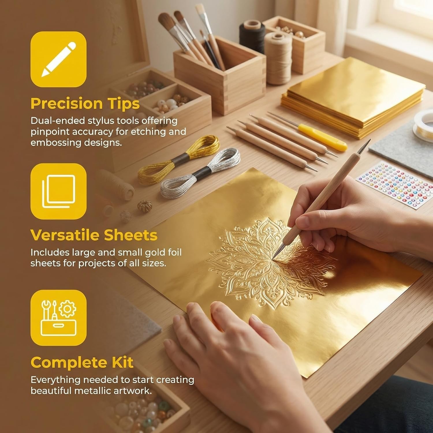 Metal Embossing Foil Sheets Kit – 30 Sheets for Artistic Decorations & Gifting