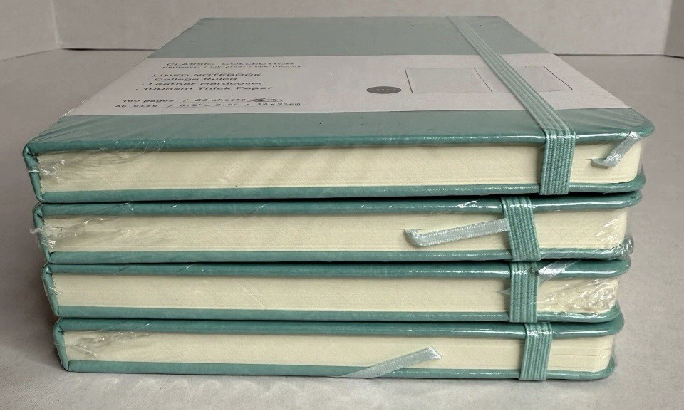 4 Classic Collection Leather Hardcover College Ruled Notebooks