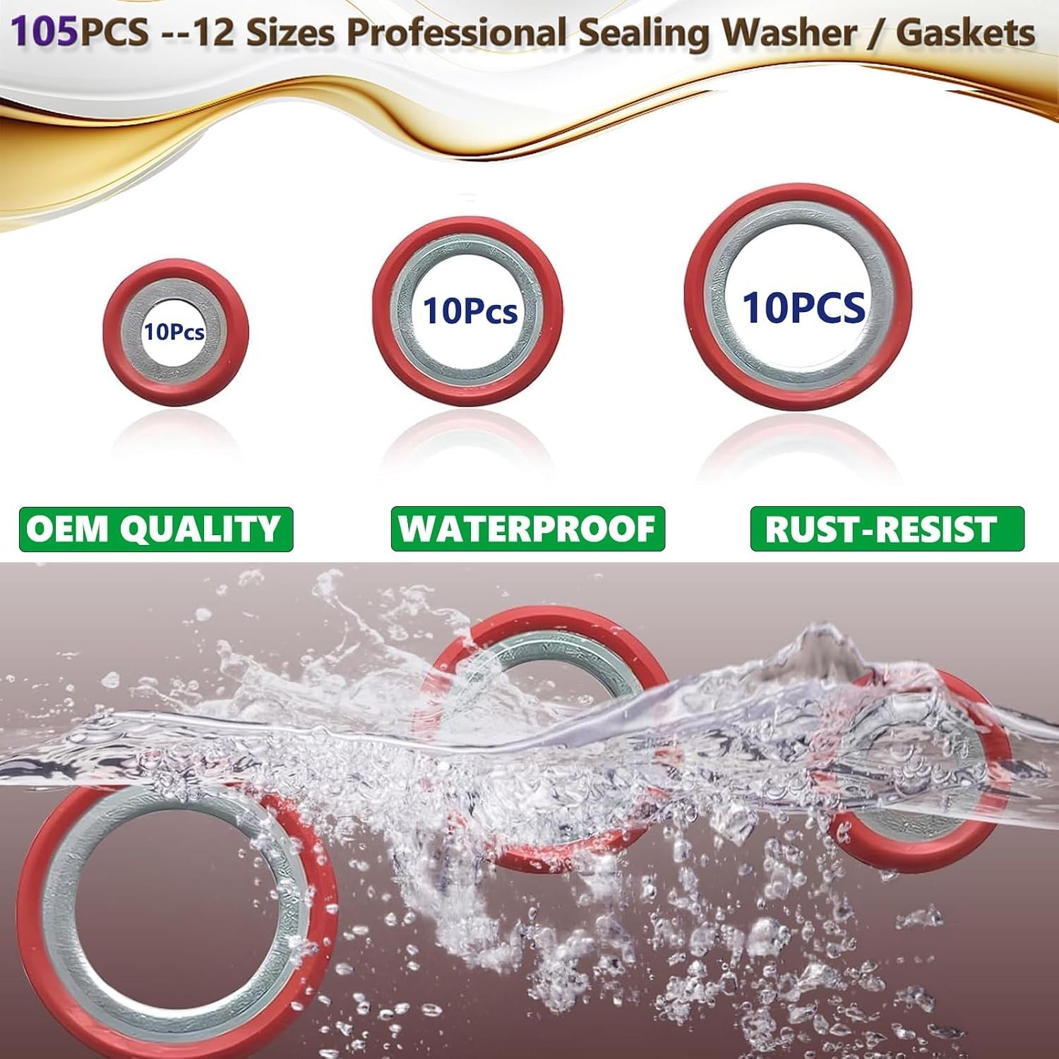 195PCS A/C Seal Kit,Ac O Ring Assortment Kit, AC Gasket Seal Kit, Automo