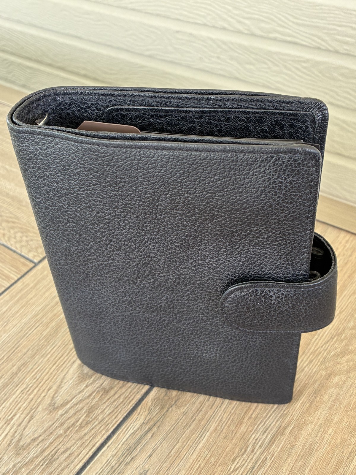 VAN DER SPEK Black Planner Cover for FiloFax Personal Size w/Leather Flyleaf