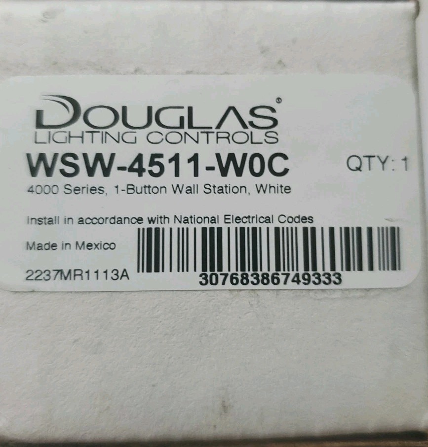 Douglas Lighting Controls WSW-4511-W0C 4000 Series 1-Button Wall White Switch
