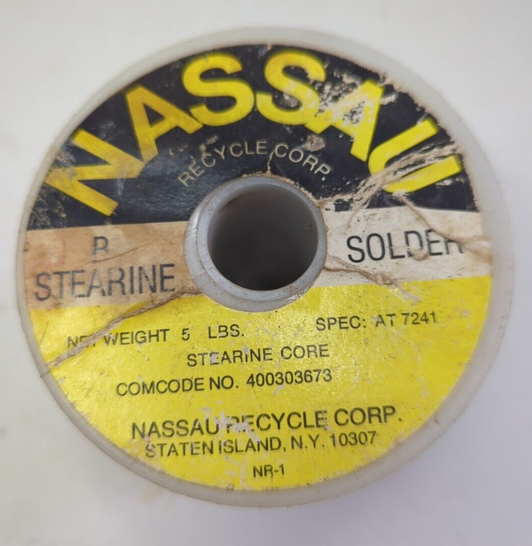 VINTAGE NASSAU B STEARINE SOLDER – SPEC: AT 7241 STEARINE CORE PARTIAL ROLL