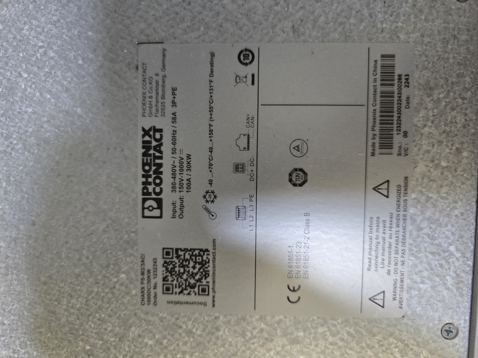 Phoenix Contact 1232243- CHARX PS-M2/3AC/1000DC/30KW – DC power module