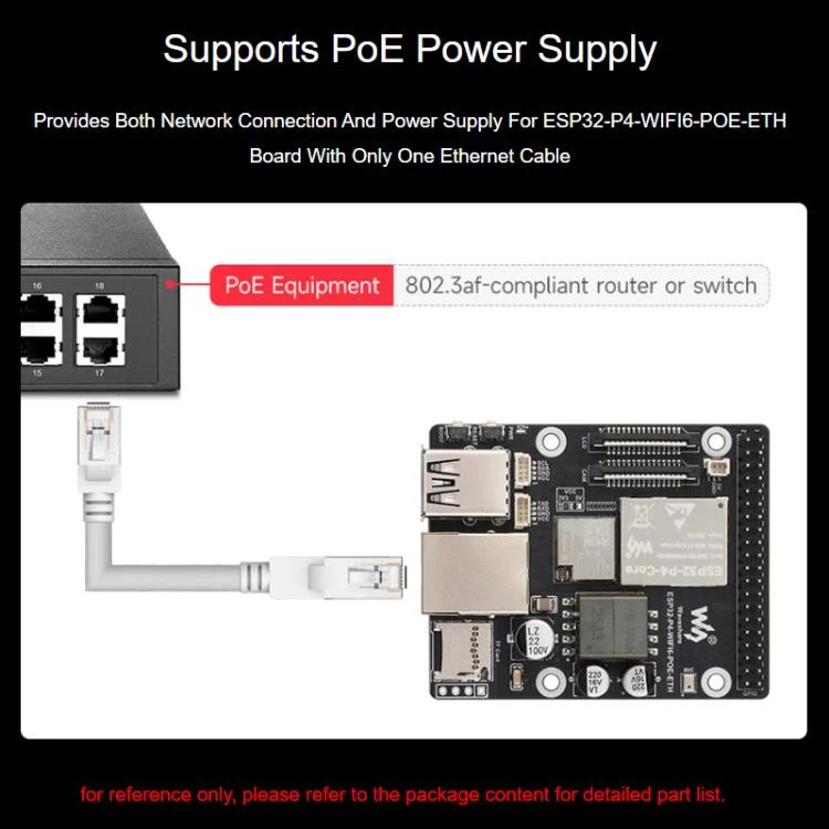 WAVESHARE ESP32-P4-WIFI6-POE-ETH Development Board Supports Power Over Ethernet