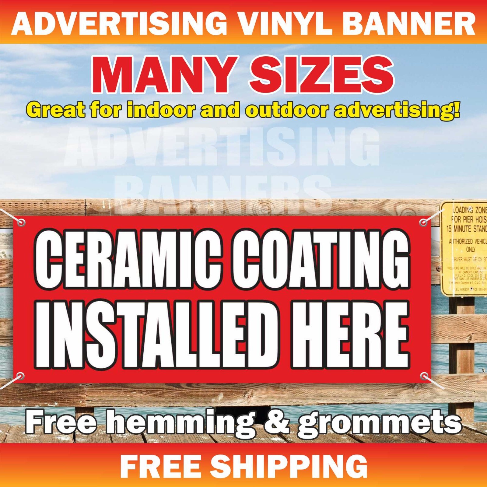 CERAMIC COATING INSTALLED Advertising Banner Vinyl Mesh Sign Car service Auto