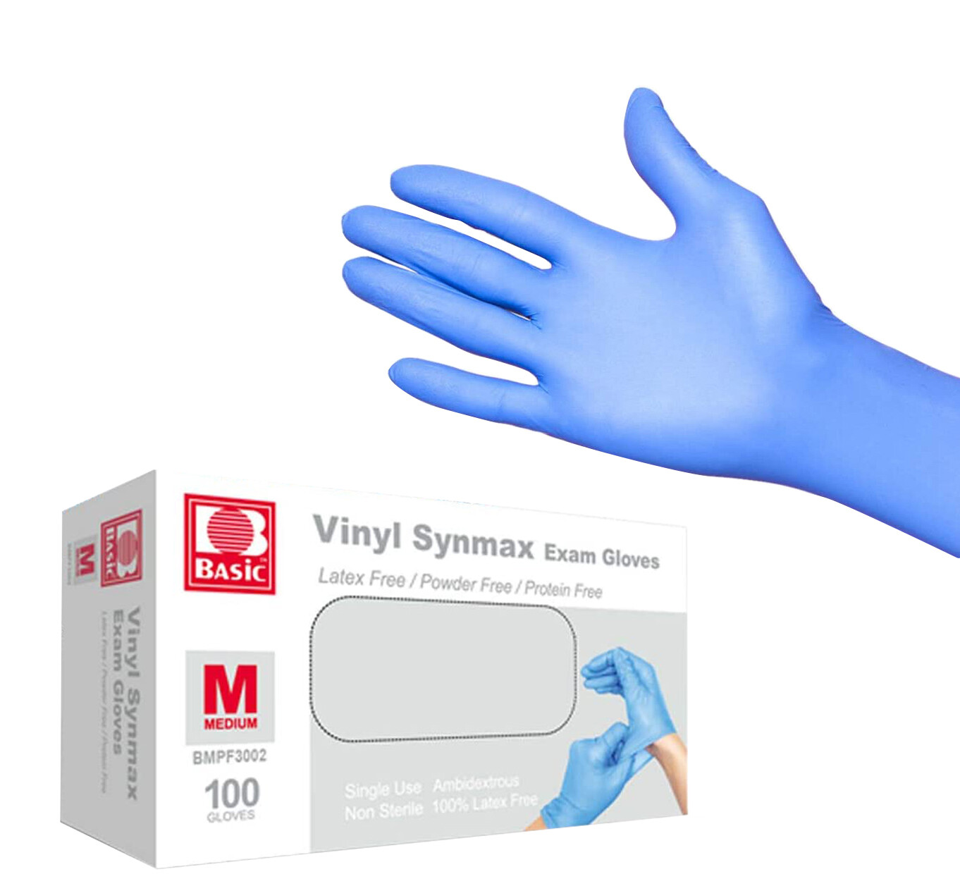 Basic Blue Vinyl Synmax Exam Gloves S/M/L/XL-SIZE