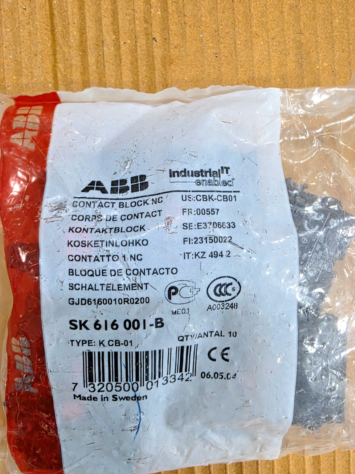 ABB CONTACT BLOCK NC SK 616 001-B QTY-10 PC