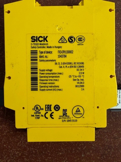 SICK FX3-CPU130002 Safety Controller Flexi Soft CPU Main Module 24VDC IP20