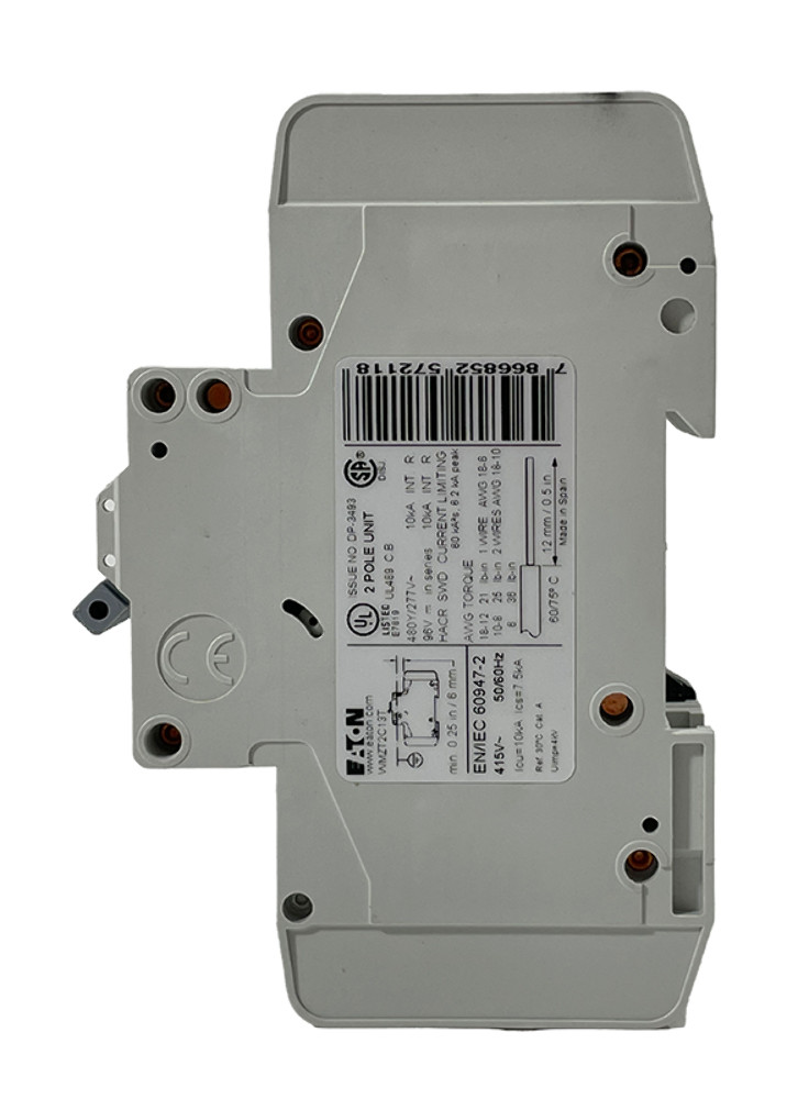 Eaton WMZT2C13T Breaker 13A 2P 480/277V 10kA Type C DIN Rail Ring Terminal