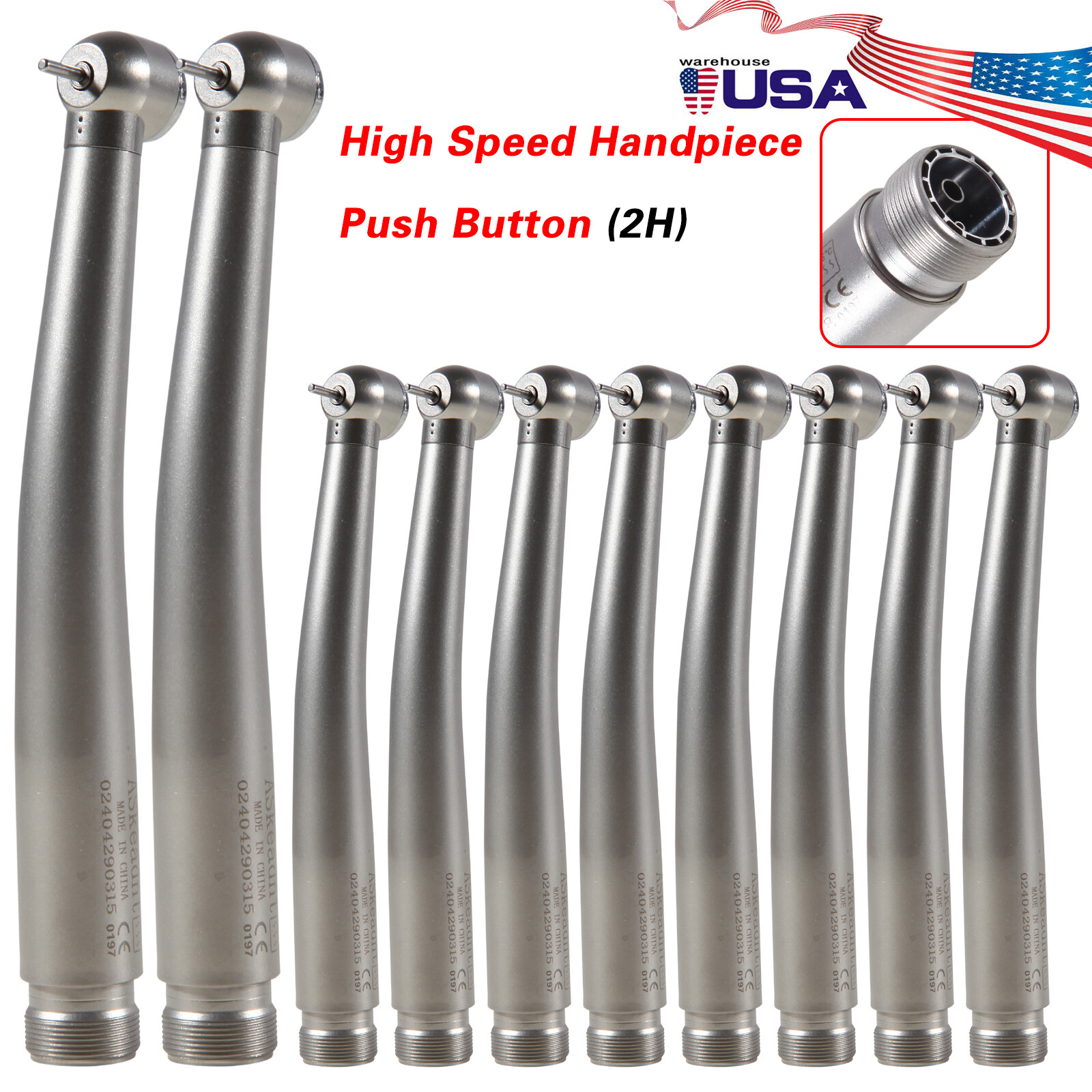 10pcs NSK PANA MAX Style Dental High Speed Handpiece Push Button 2 Holes Borden