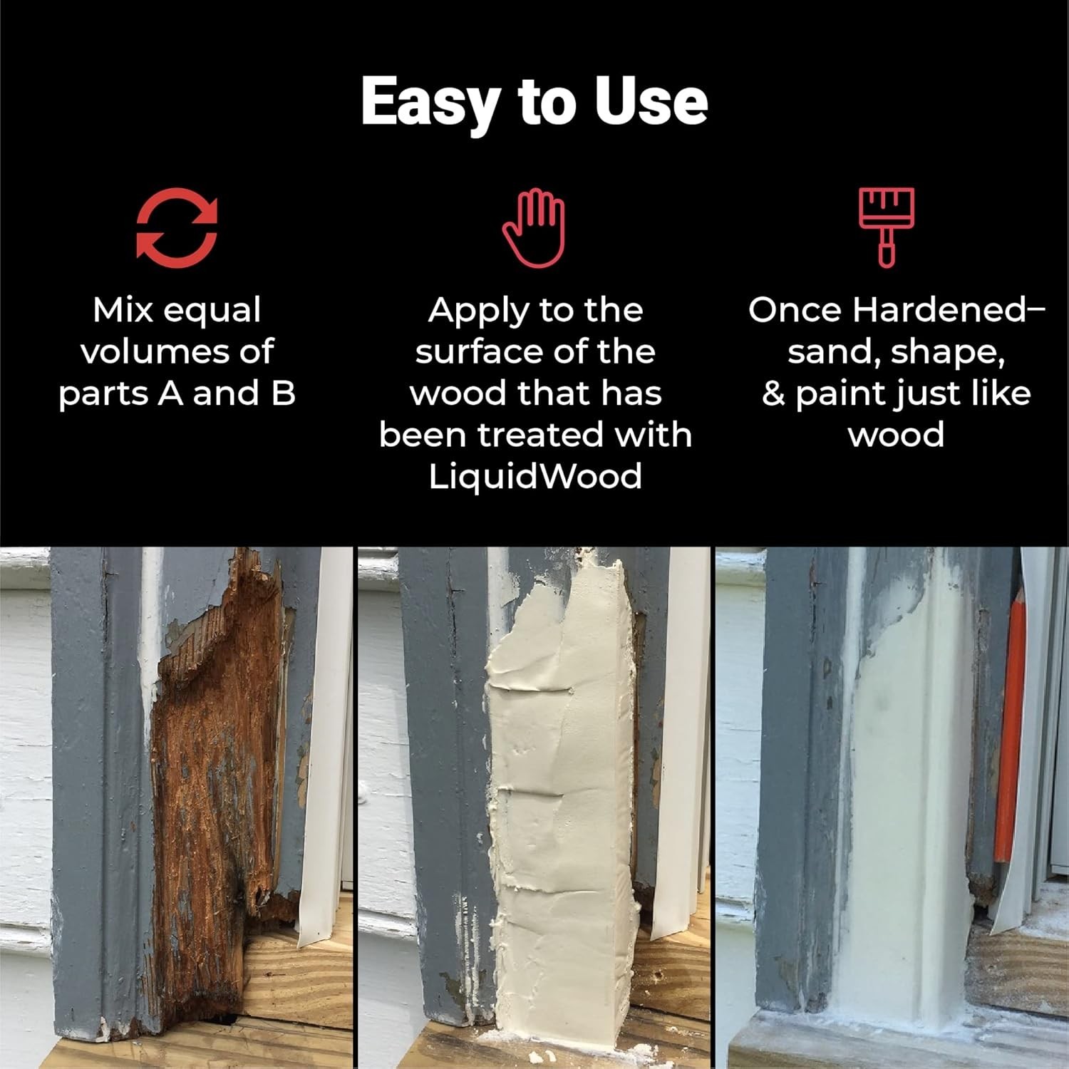 12 oz WoodEpox Water Resistant Epoxy – Ideal for Wood, Concrete, and Masonry