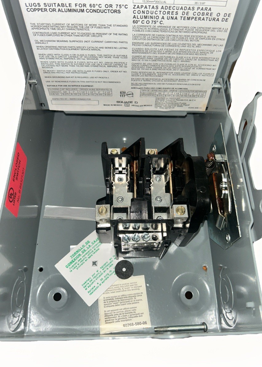 Square D D221NRB General Duty Safety Switch 240VAC 30A 2P.NEW!FREE SHIPPING! G7