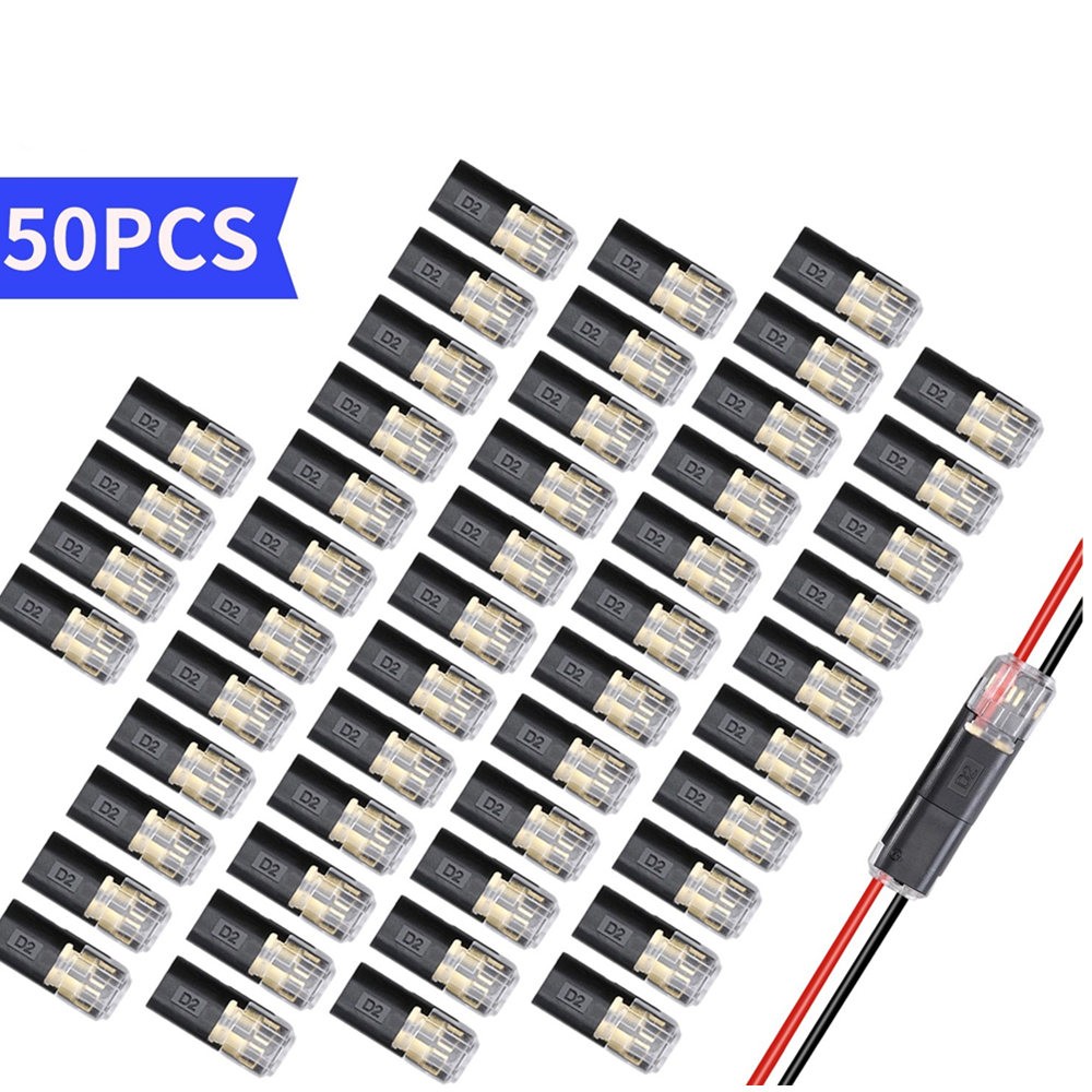 50 PCS Double-Wire Plug-in Connector, Cable Clamp with Locking Buckle AWG 18-22