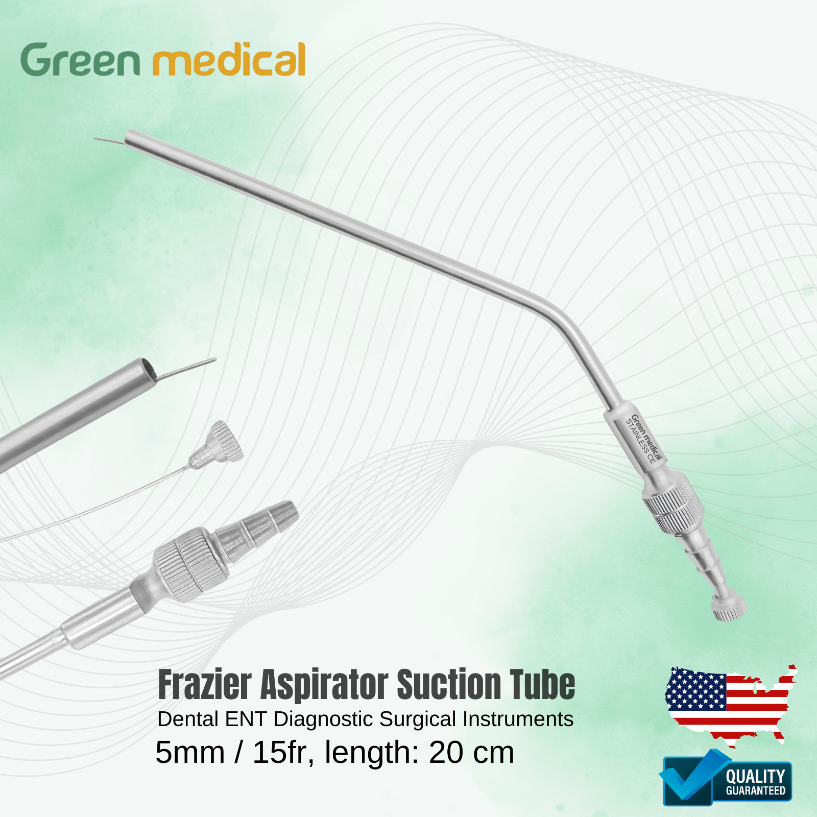 Frazier Suction Surgical Tube 15fr (5mm) 20cm Aspirator Diagnostic Instruments