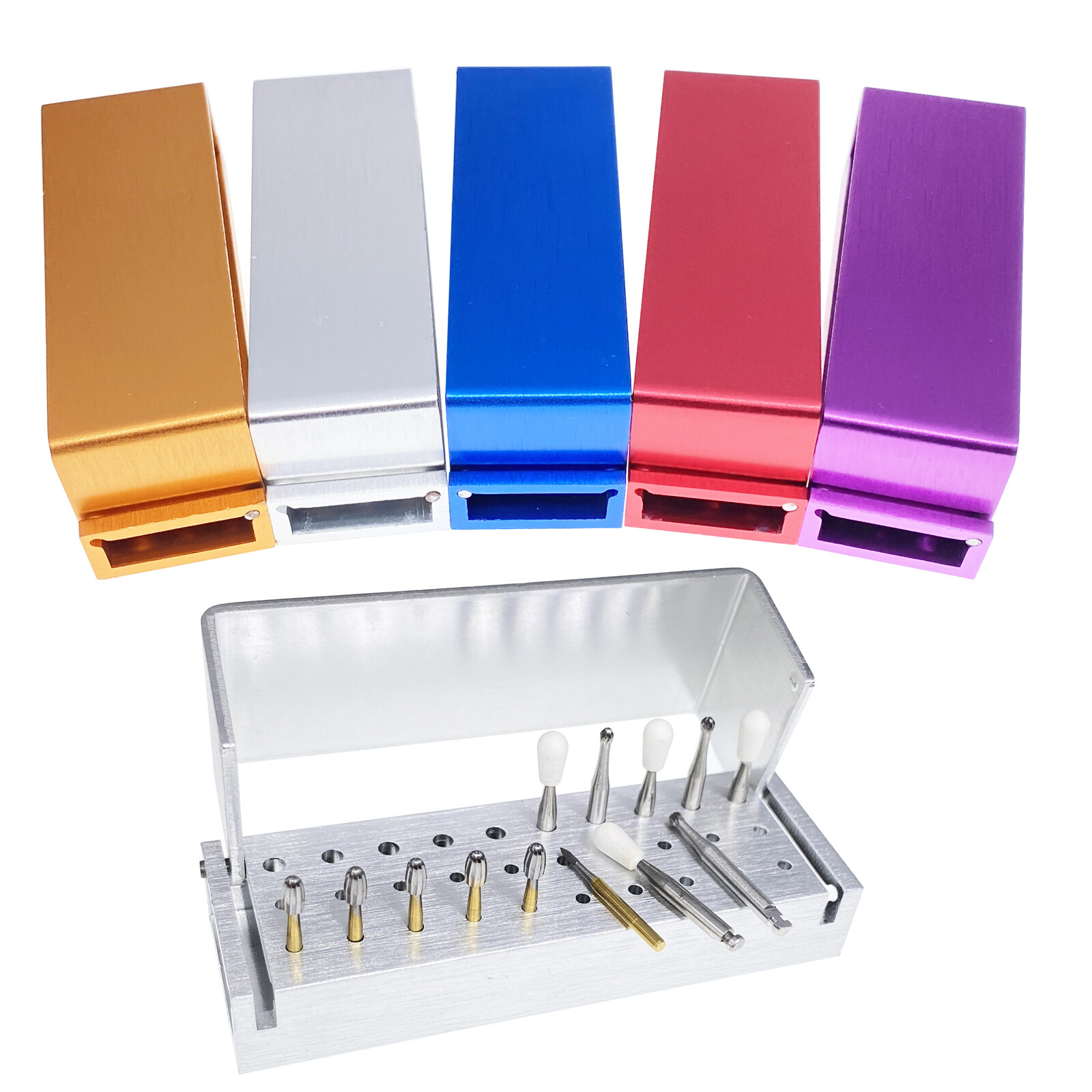 Dental Bur Burs Holder Block Disinfection Box Aluminium Autoclave 30 Holes FDA