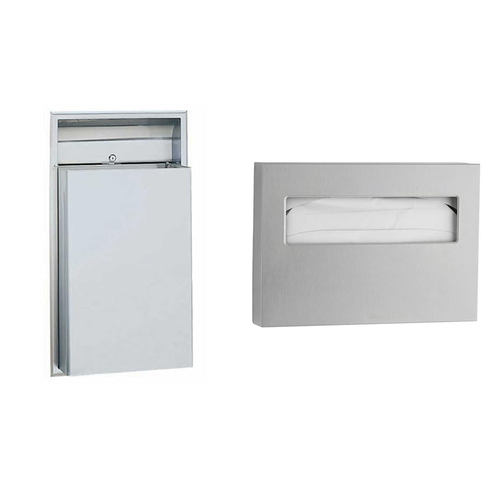Stainless Steel Waste Receptacle & Toilet Seat Cover Dispenser Bundle