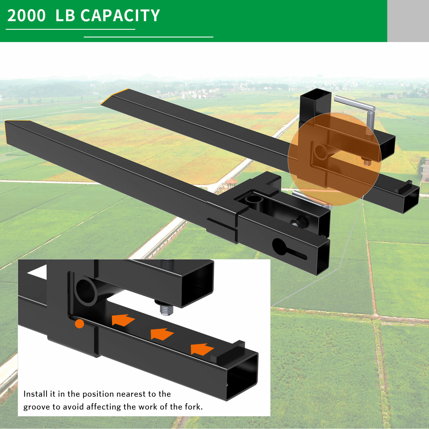 2000lb 4000lb Tractor Pallet Fork Bucket Clamp on Skid Steer Loader 43» 60»