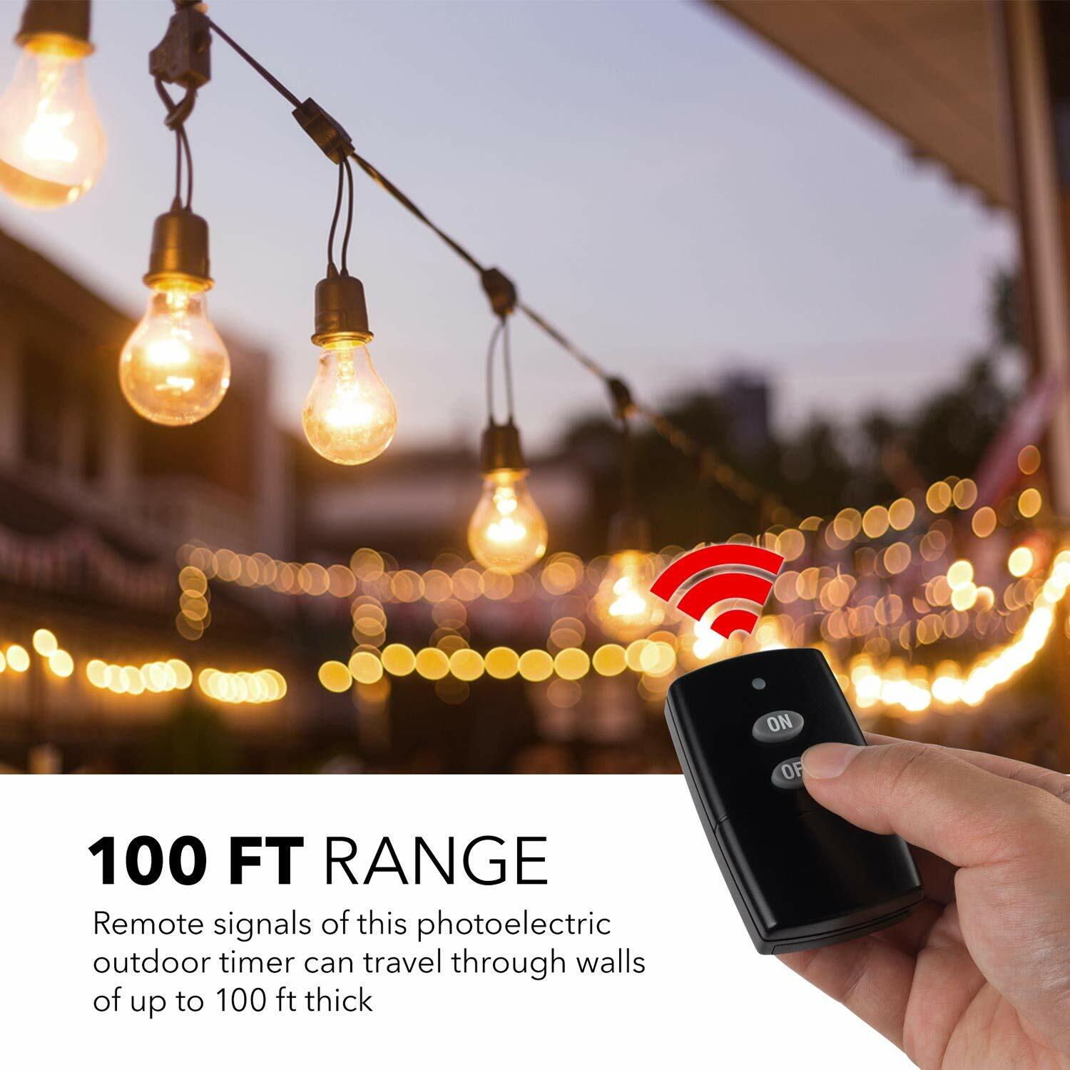 HBN Outdoor 3-Prong Outlet Weatherproof with 100ft Wireless Remote Control Kit