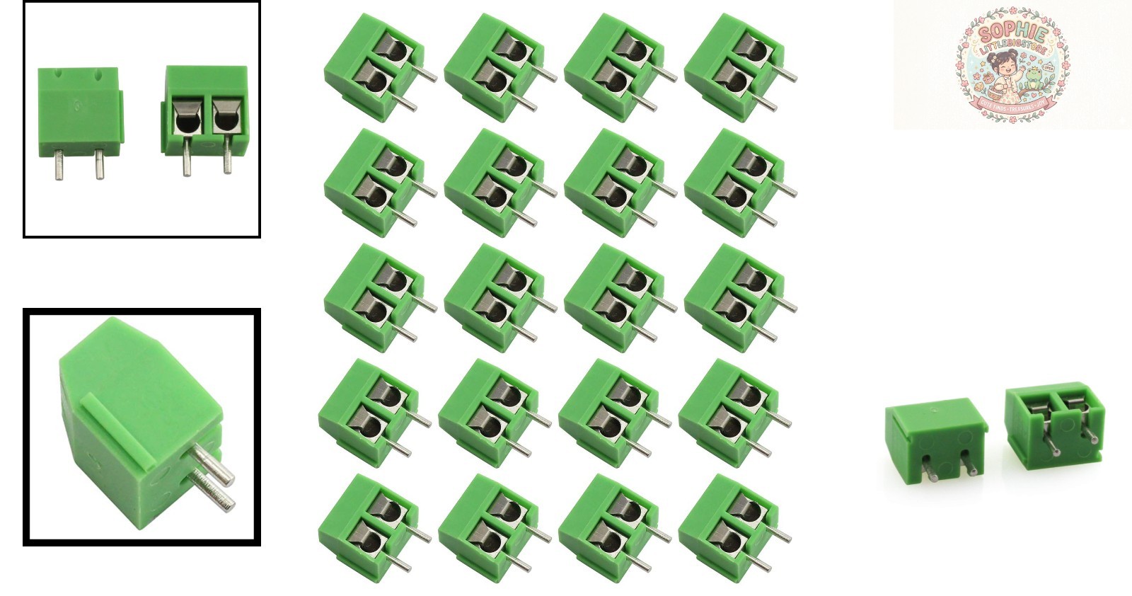 Compact 20 PCS 2 Pin Screw Terminal Block Connectors – Perfect for Electronics