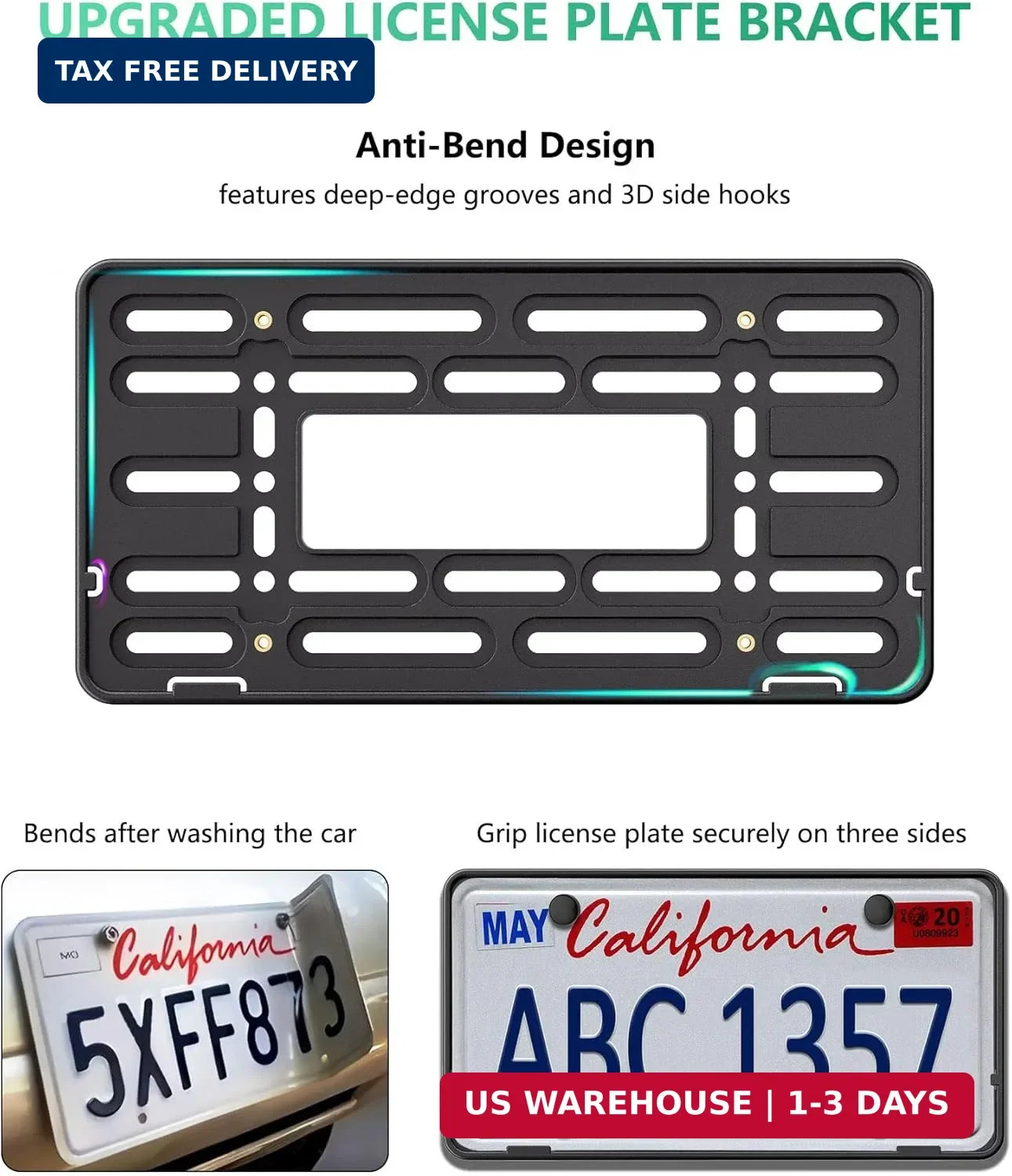 Front License Plate Mount Bracket, Car Plate Holder Universal Mounting Kit | Upg