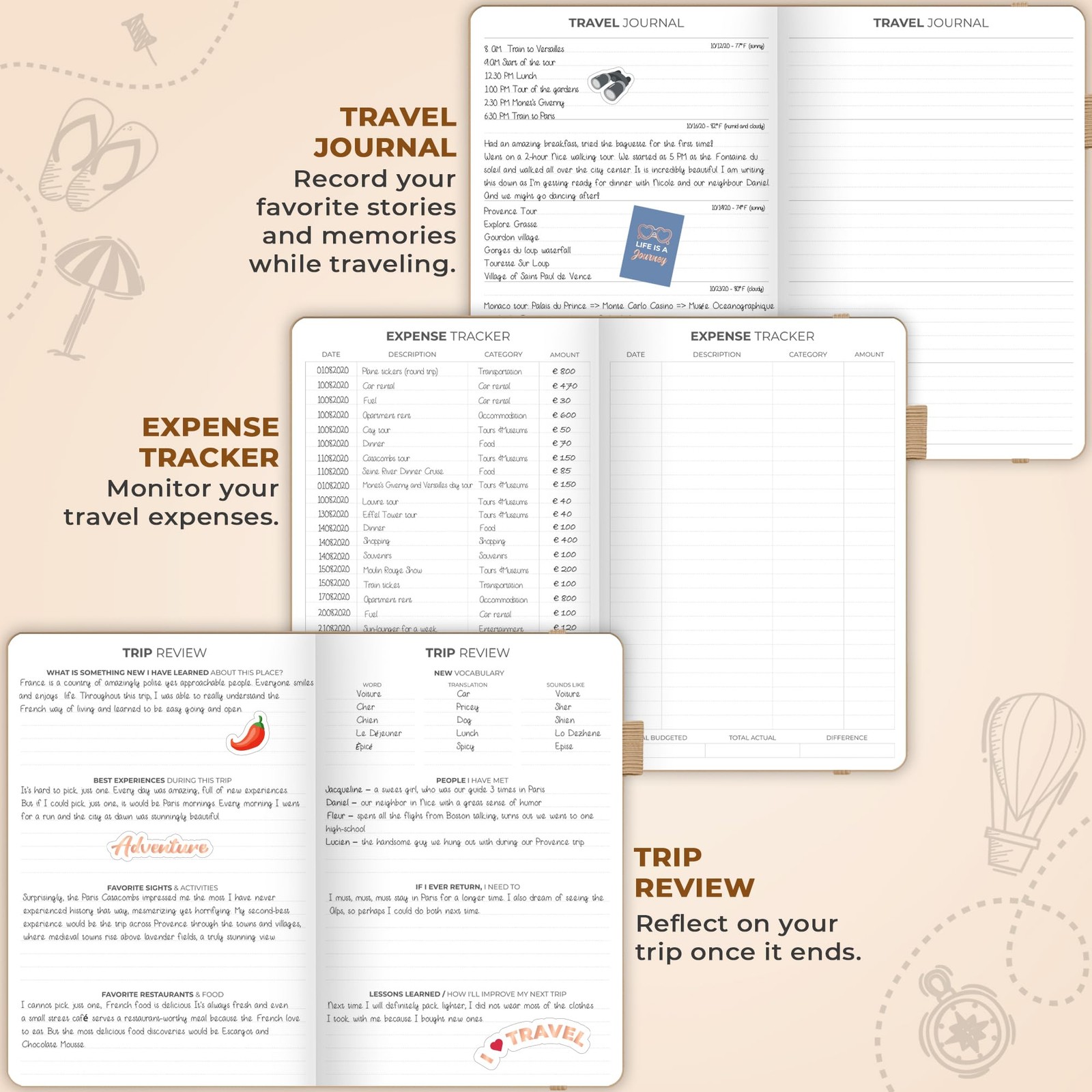 Clever Fox Travel Planner A5 Hardcover Journal Fulfill Your Travel Dreams