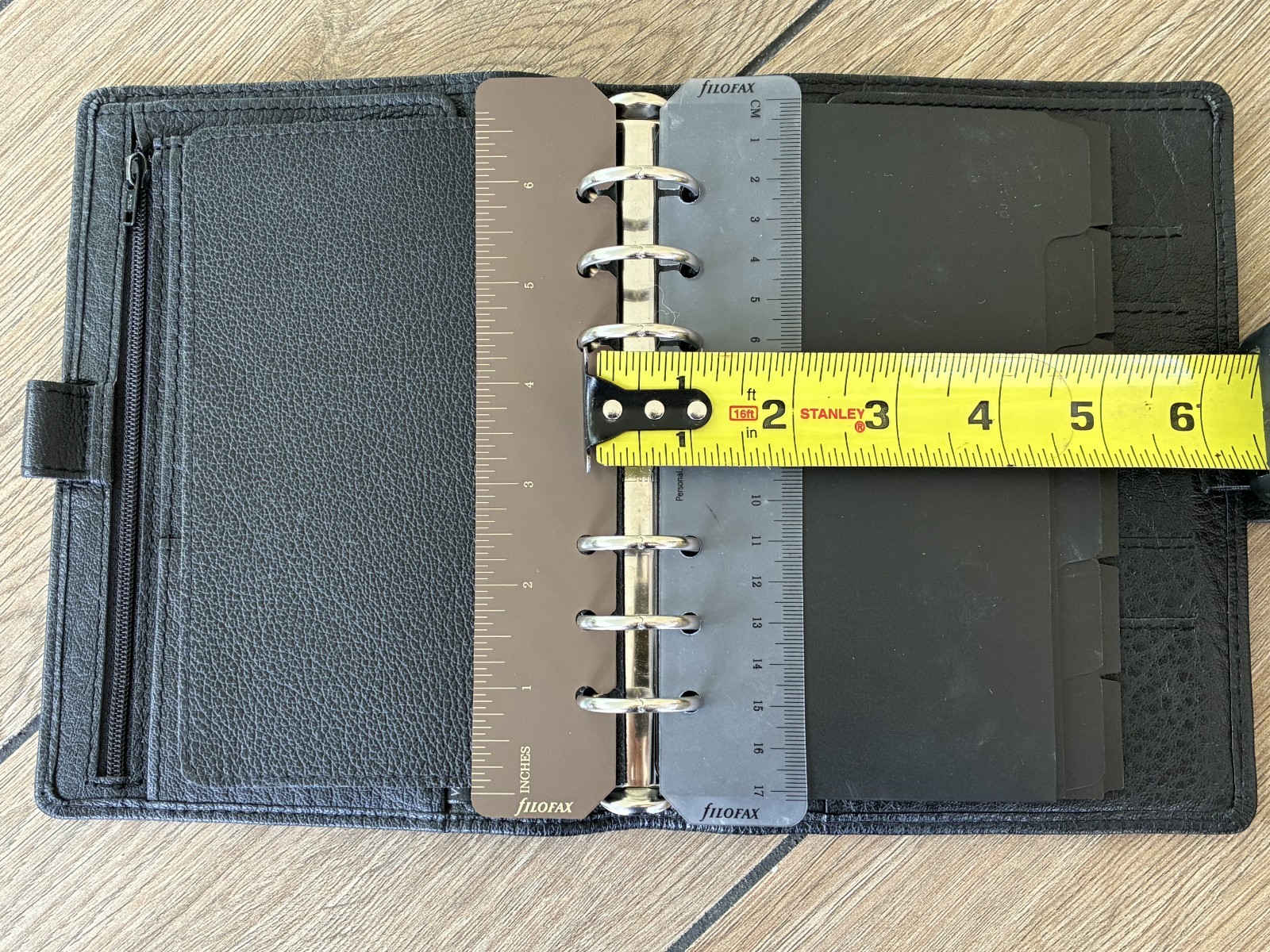 VAN DER SPEK Black Planner Cover for FiloFax Personal Size w/Leather Flyleaf