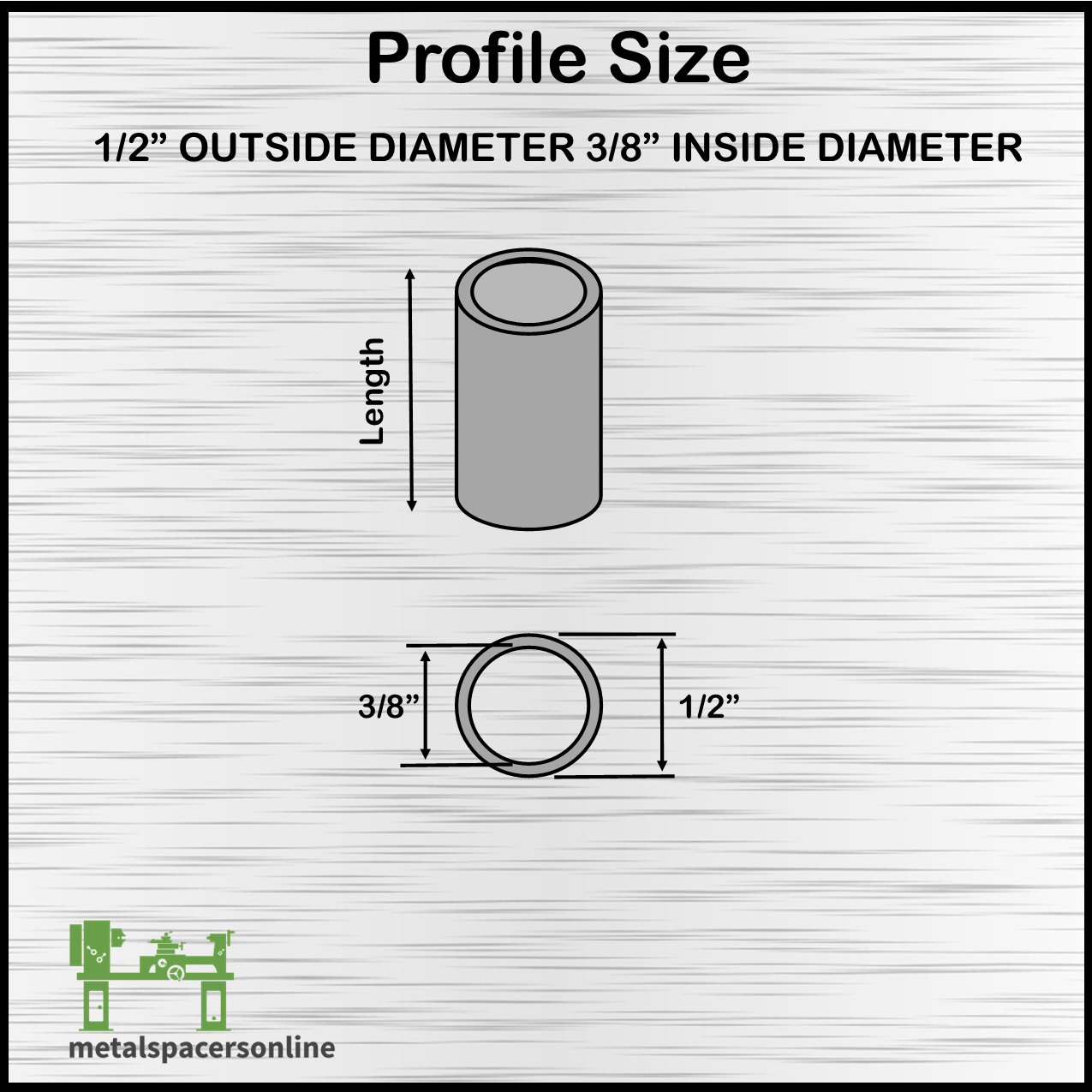 New Aluminum Spacer Bushing 1/2″ OD x 3/8″ ID–Fits M10 or 3/8″ Bolts