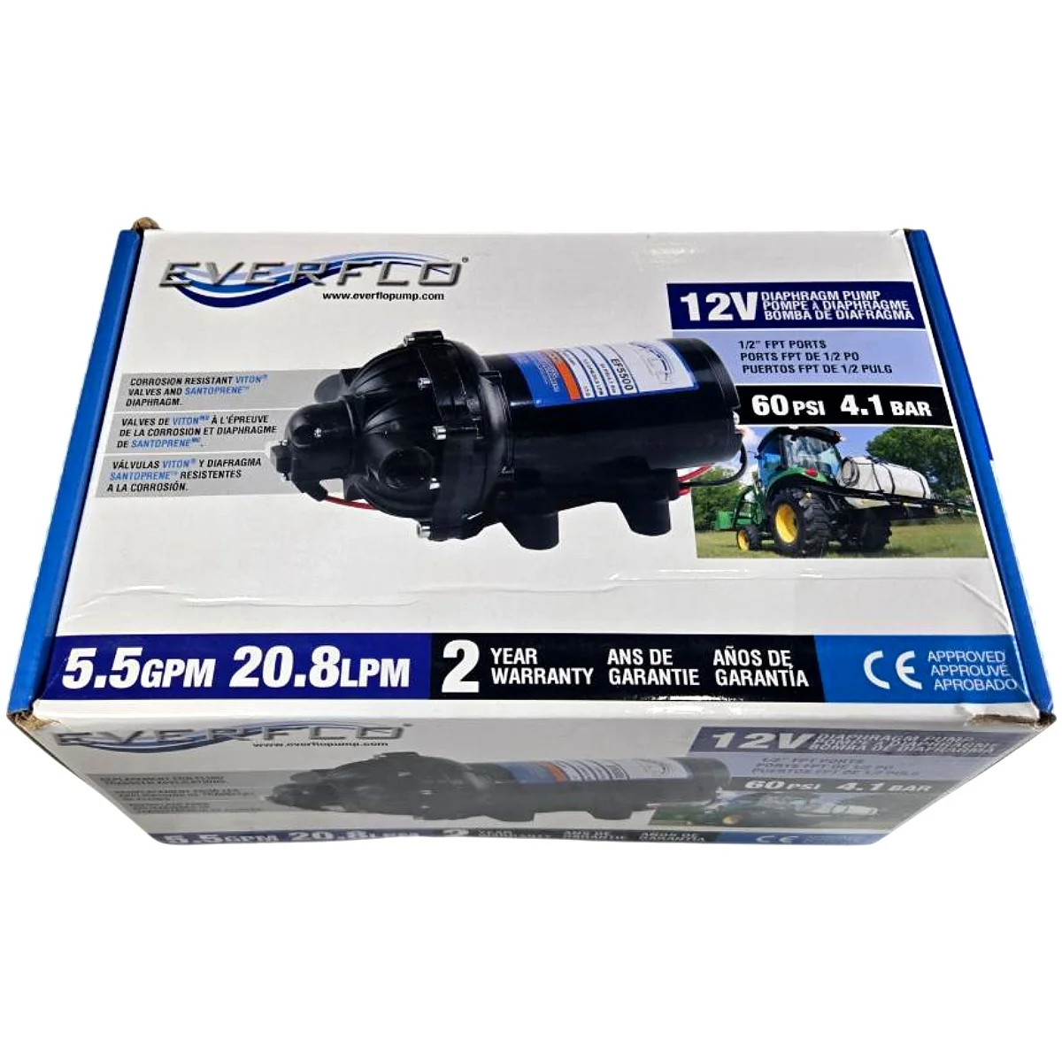 Everflo EF5500 12V DC 5.5 GPM 60 PSI Diaphragm Sprayer Pump