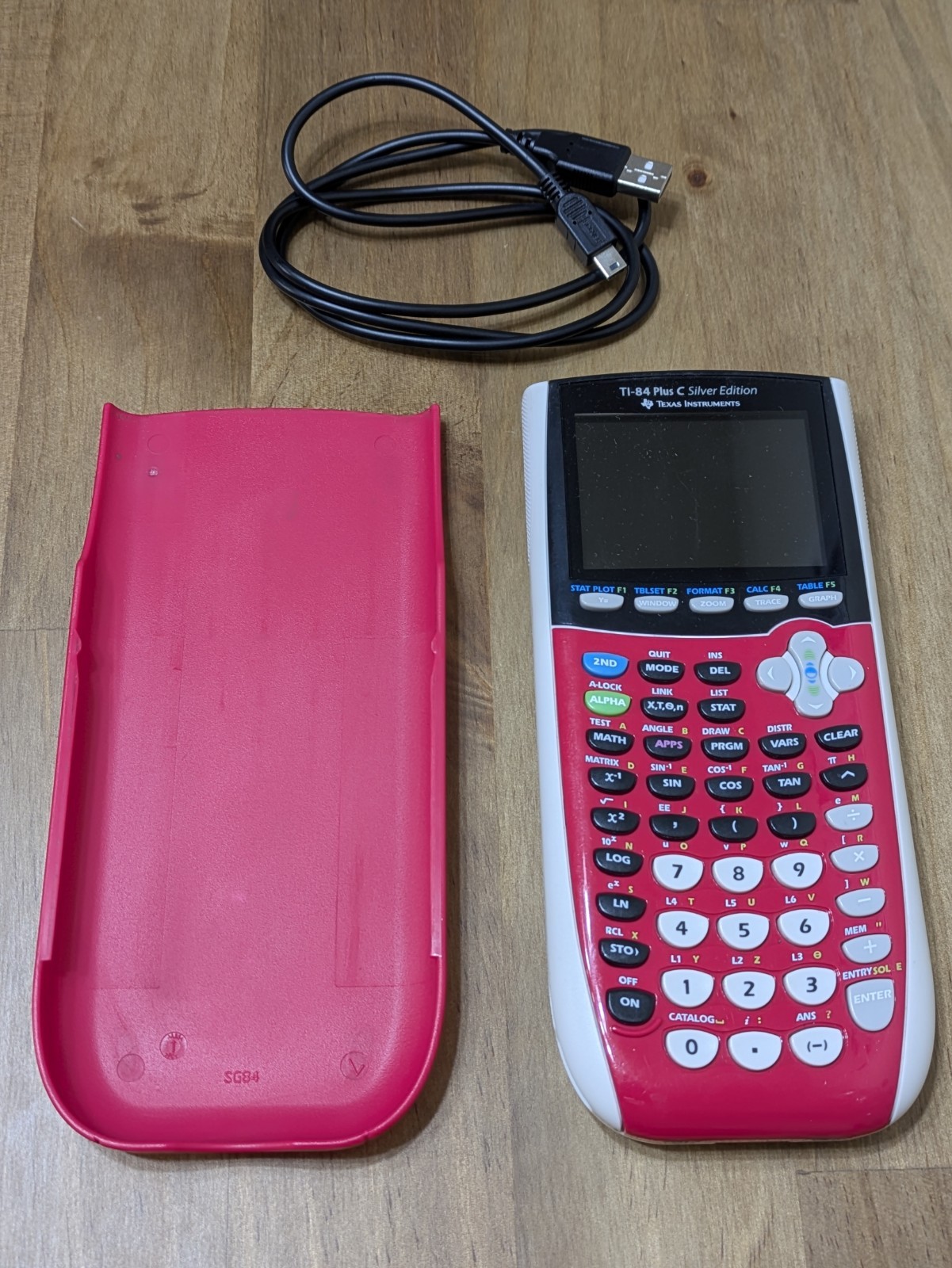 TI-84 Plus C Silver Edition Graphing Calculator PINK w Charging Cable TESTED