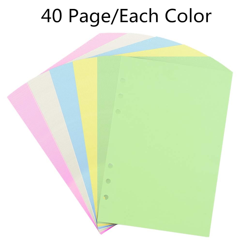 Lined Refill Paper, 200 Colored Ruled Pages for A5 A5, Multicolored