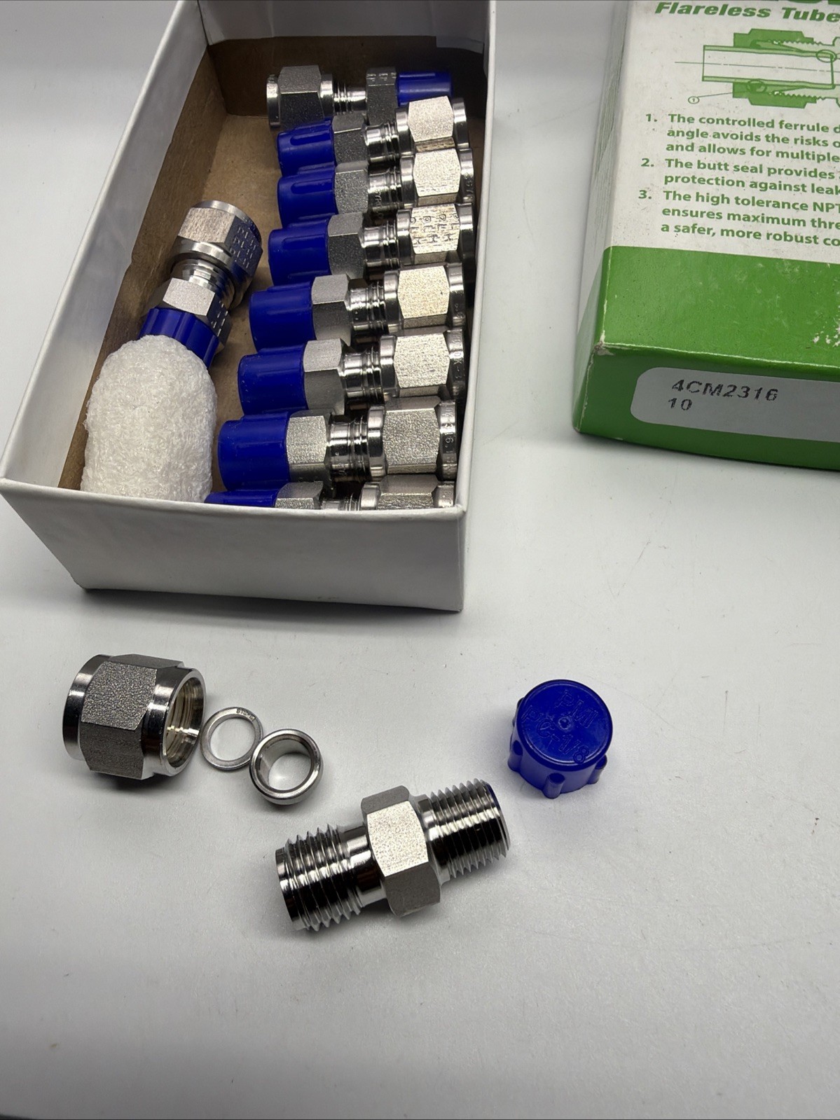 10 Hoke Gyrolok 4CM2316 Fittings 1/4” Tube X 1/8 MNPT Swagelok REF SS-400-1-2